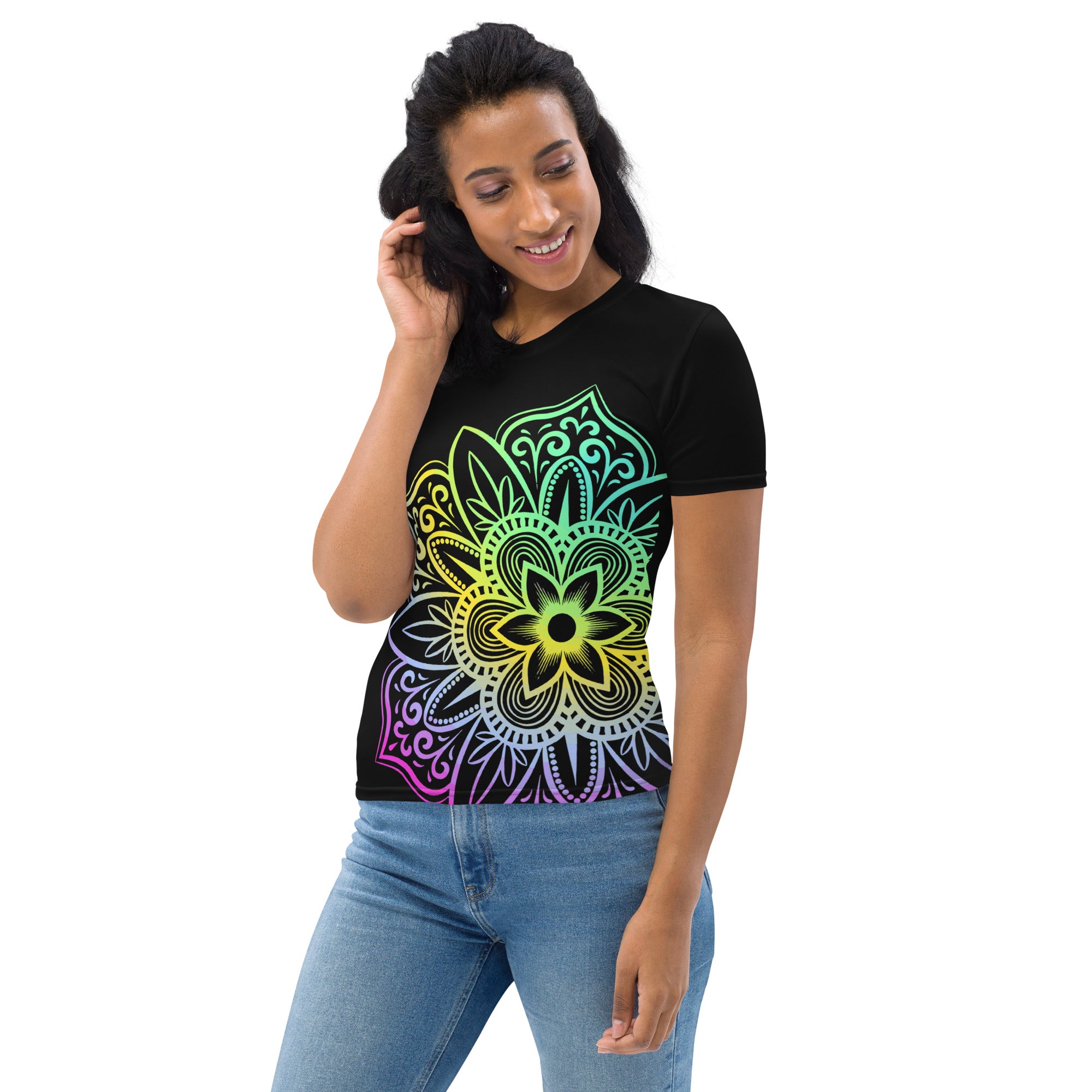 Women's T-shirt- Black Mandala