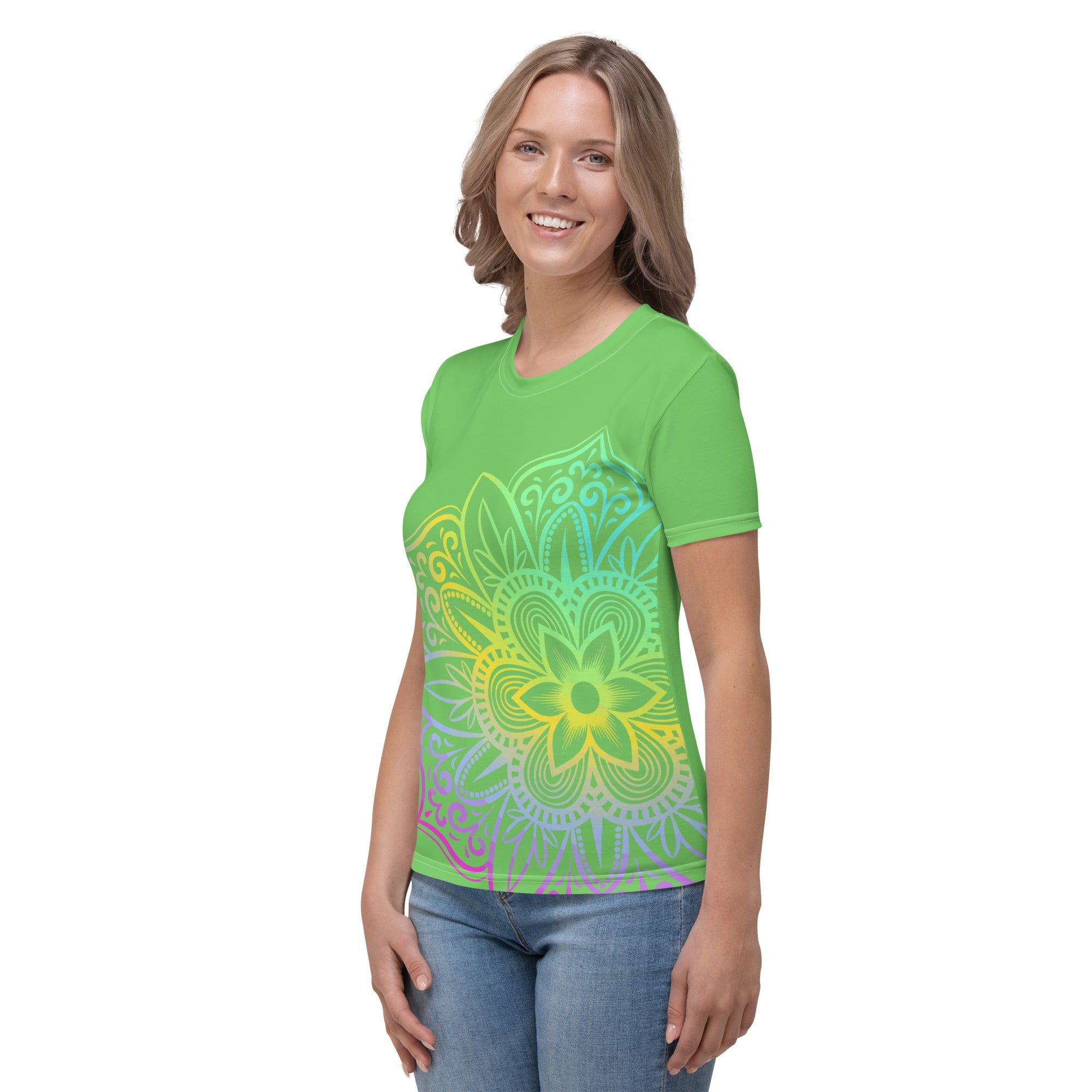 Women's T-shirt- Mantis Green Mandala