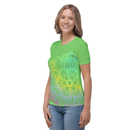 Women's T-shirt- Mantis Green Mandala