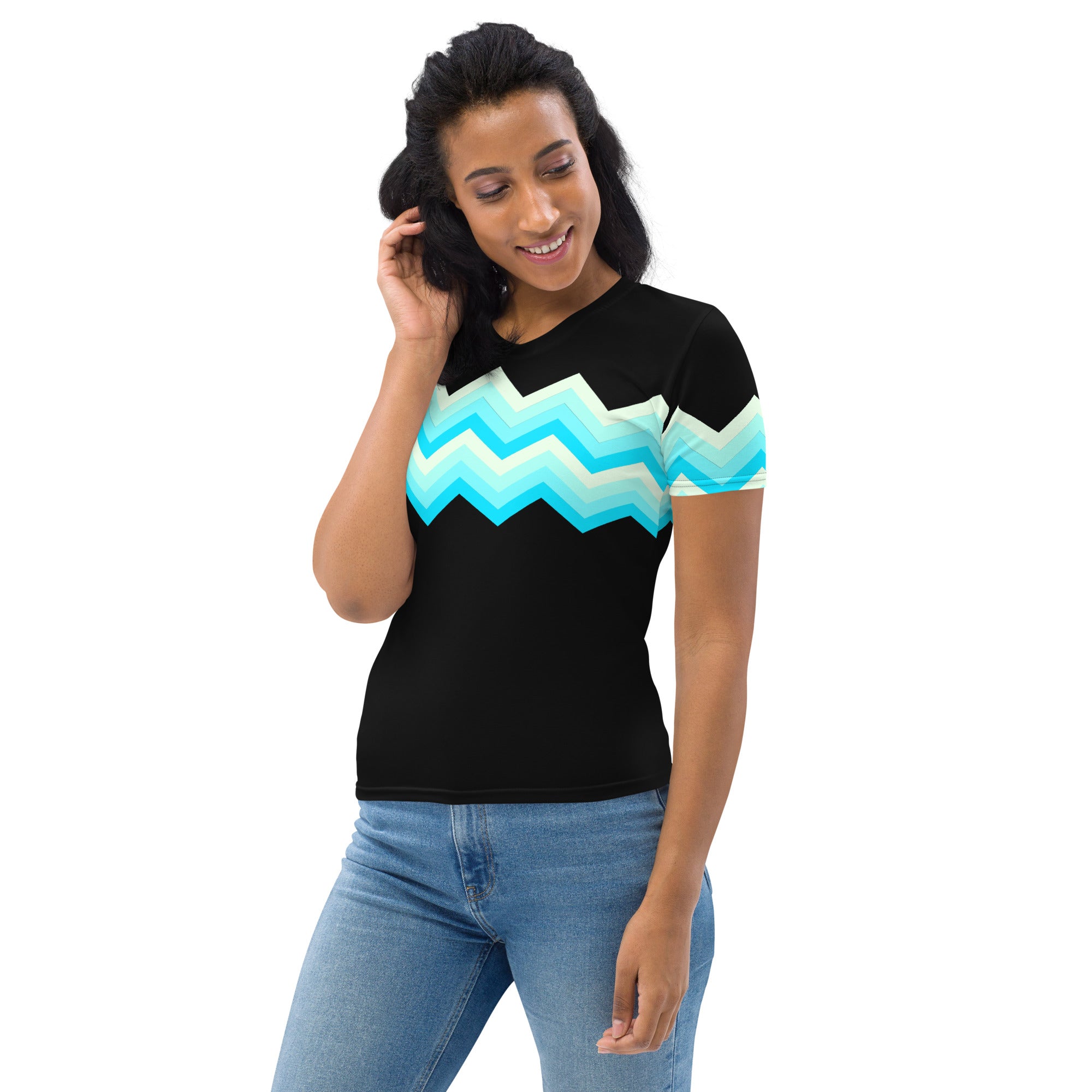 Women's T-shirt-Multicolor Zigzag II-Black