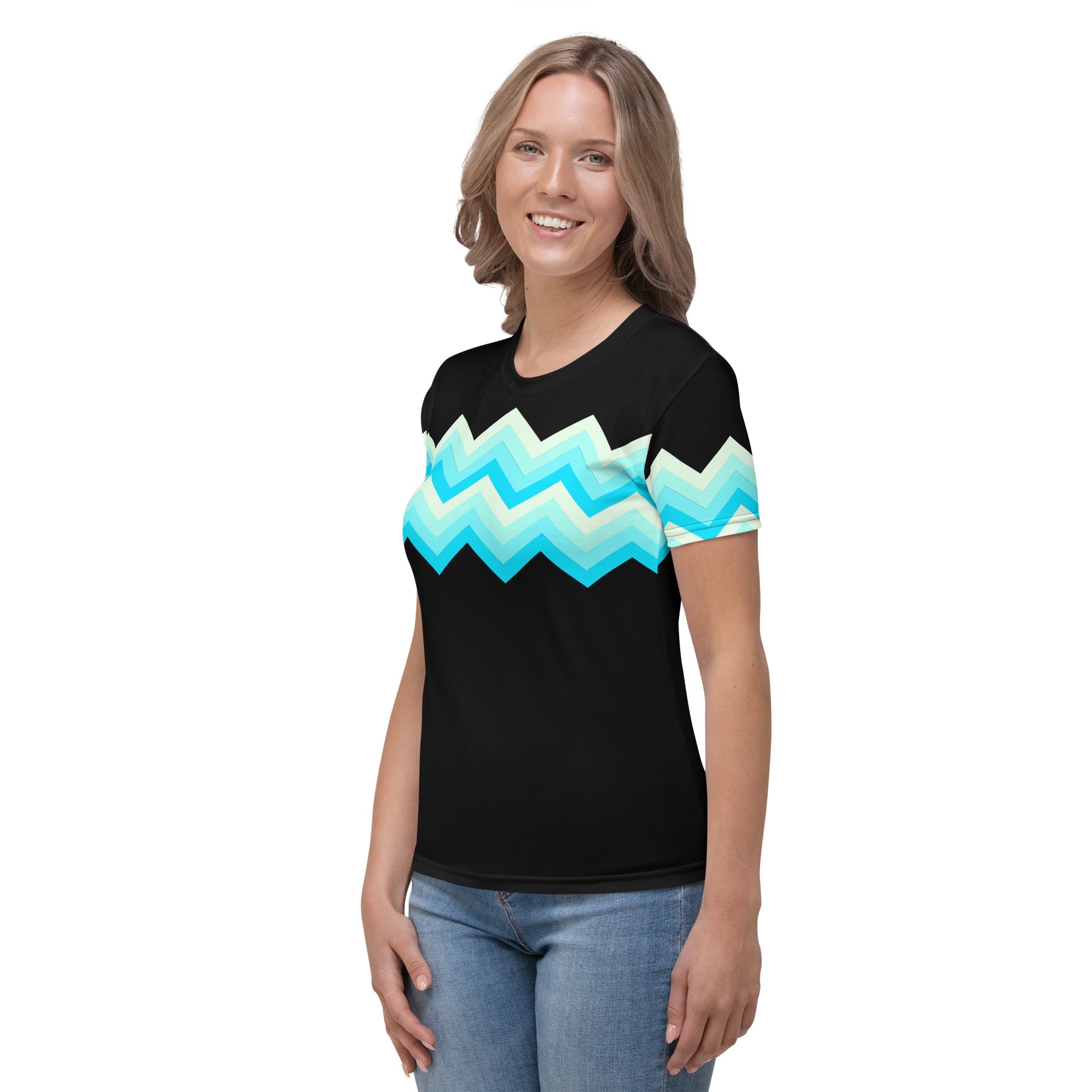 Women's T-shirt-Multicolor Zigzag II-Black