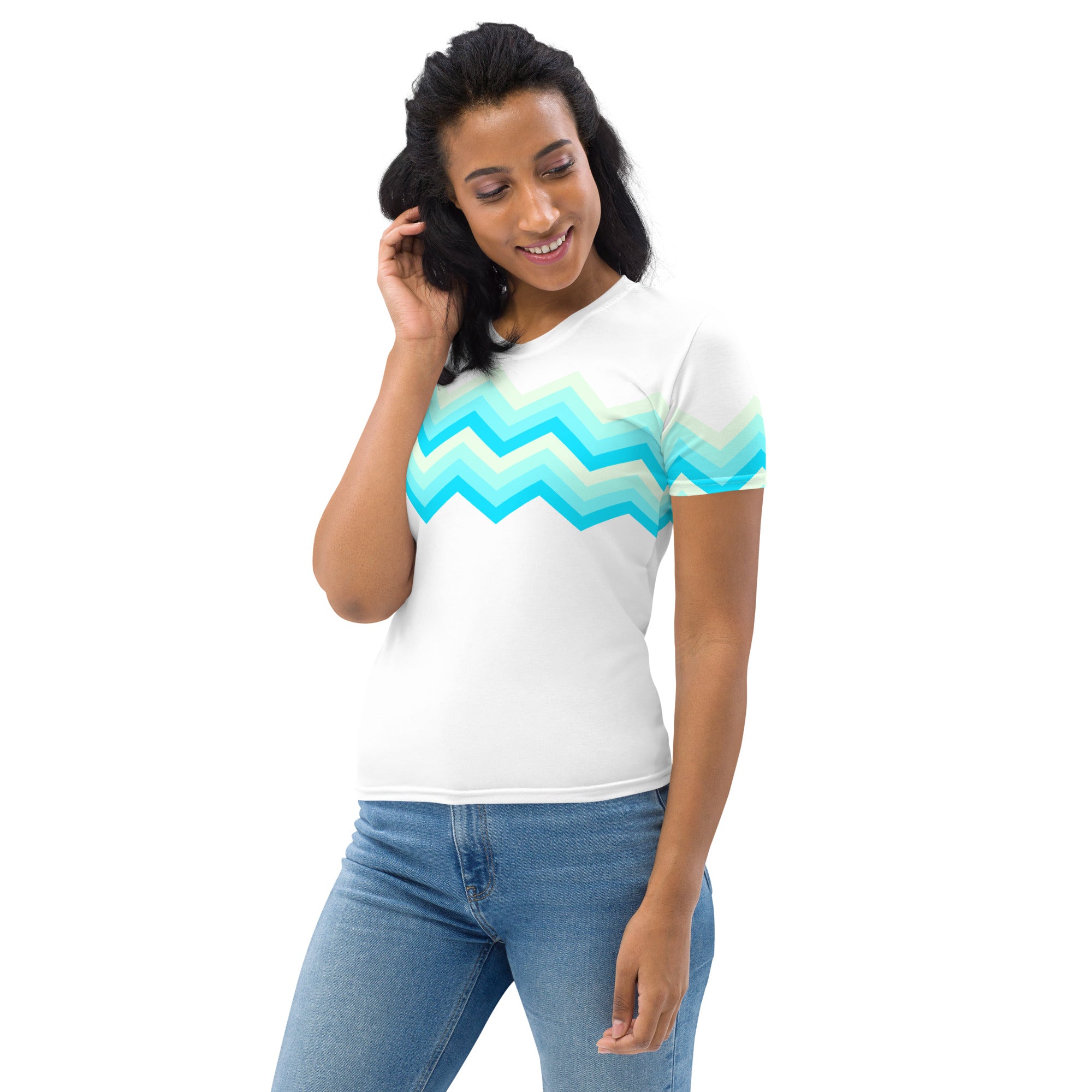 Women's T-shirt-Multicolor Zigzag II-White