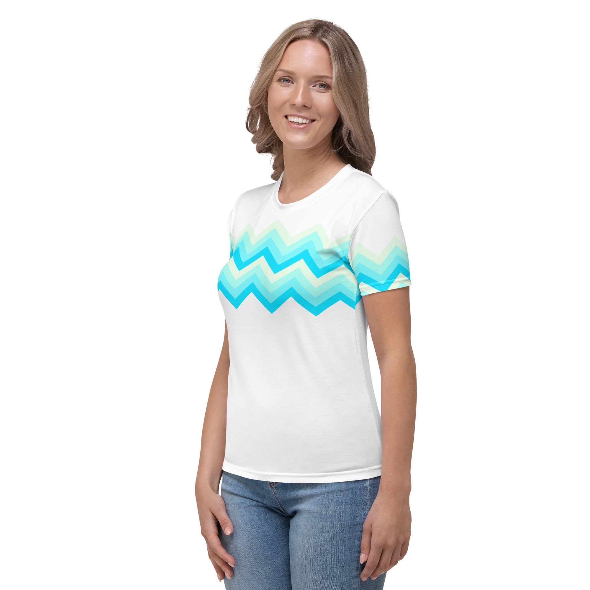 Women's T-shirt-Multicolor Zigzag II-White