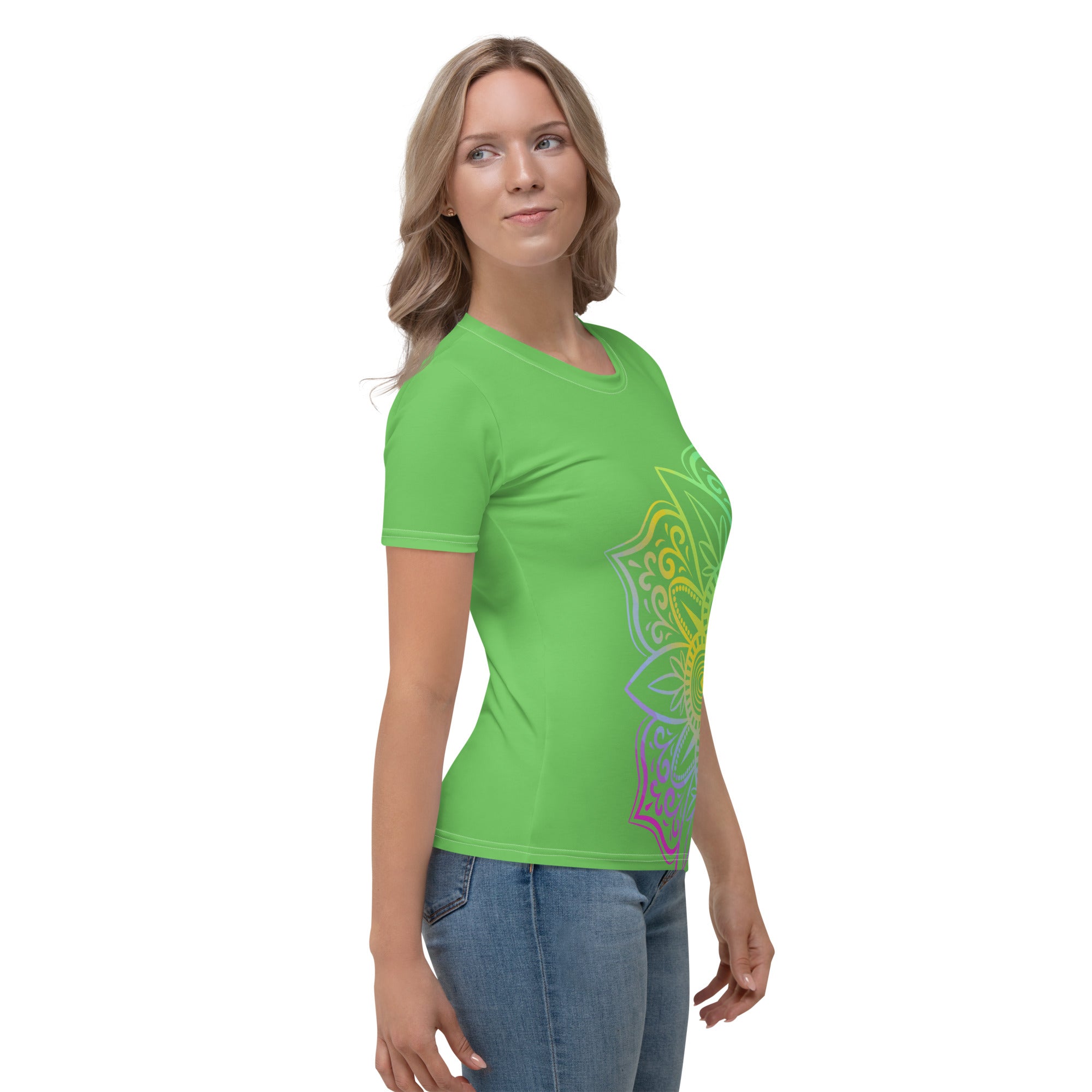 Women's T-shirt- Mantis Green Mandala