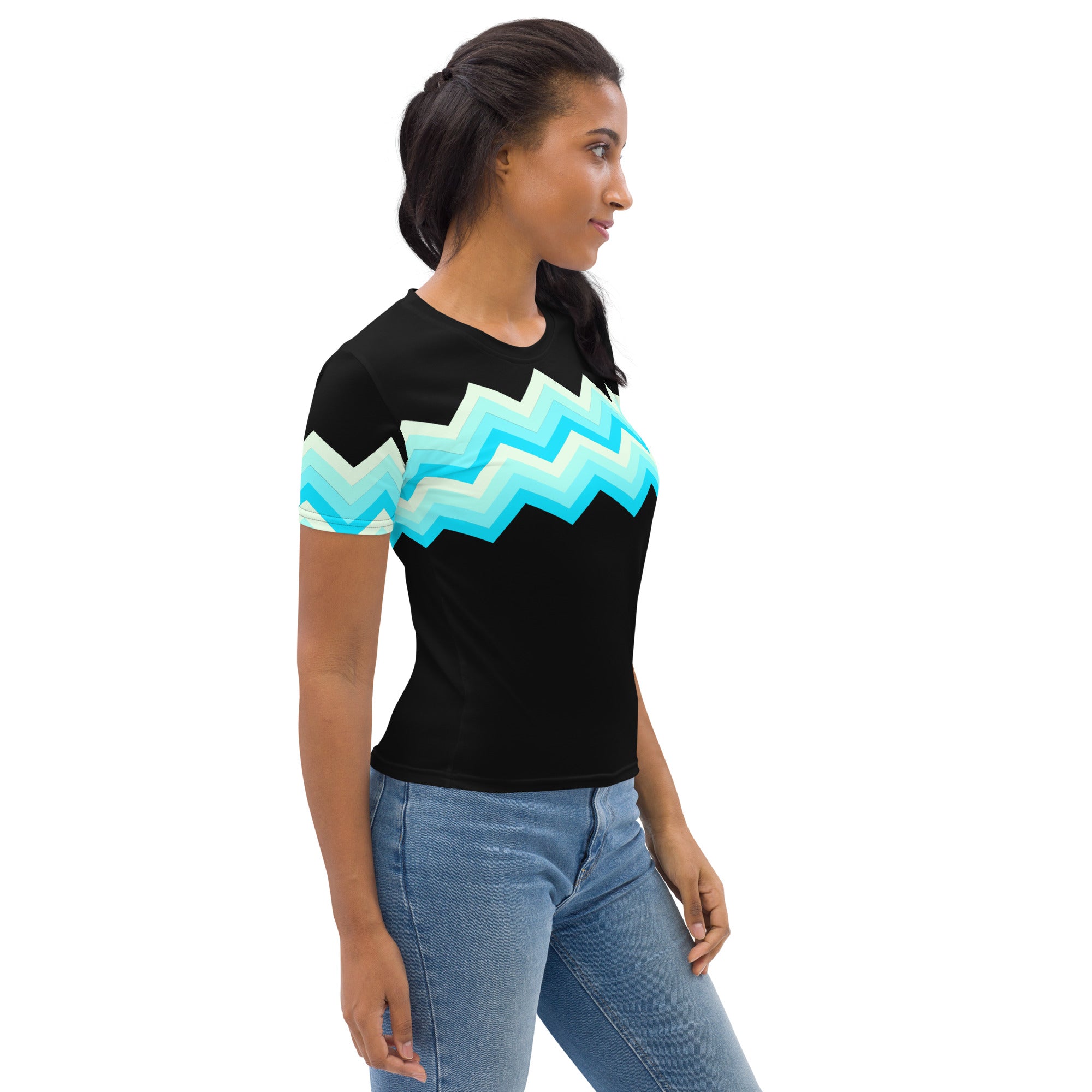 Women's T-shirt-Multicolor Zigzag II-Black