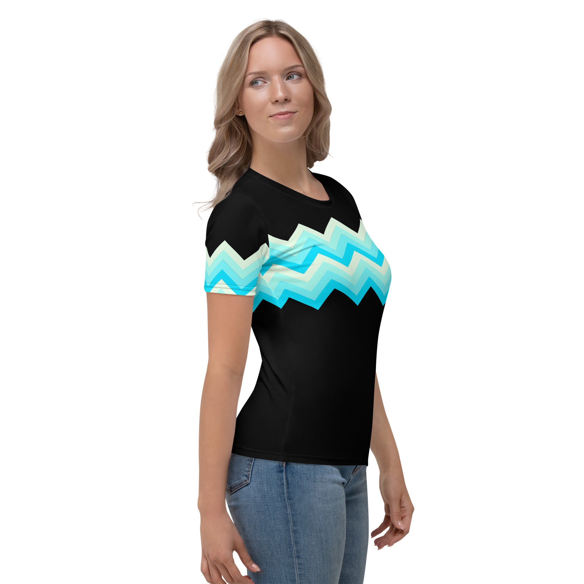 Women's T-shirt-Multicolor Zigzag II-Black