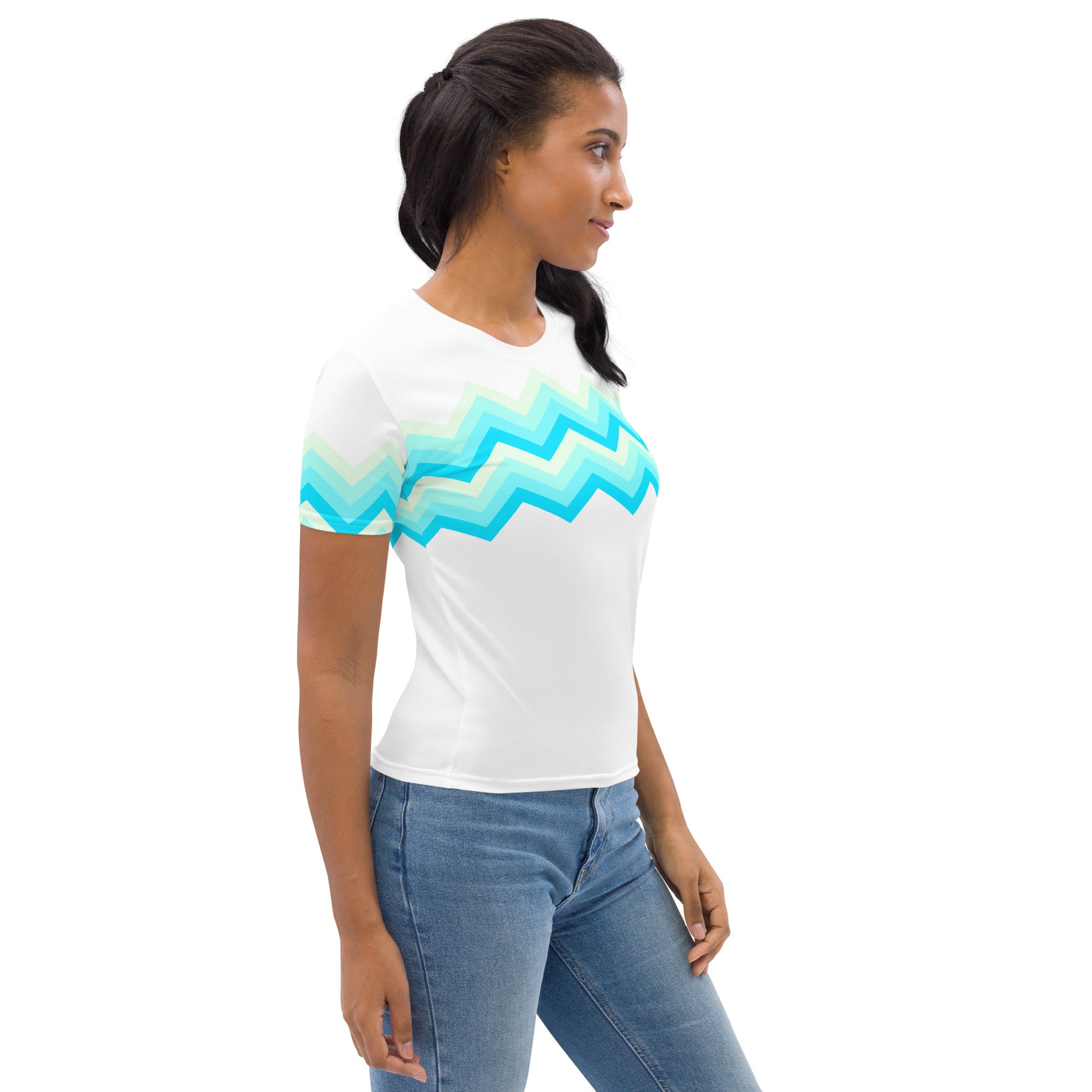 Women's T-shirt-Multicolor Zigzag II-White