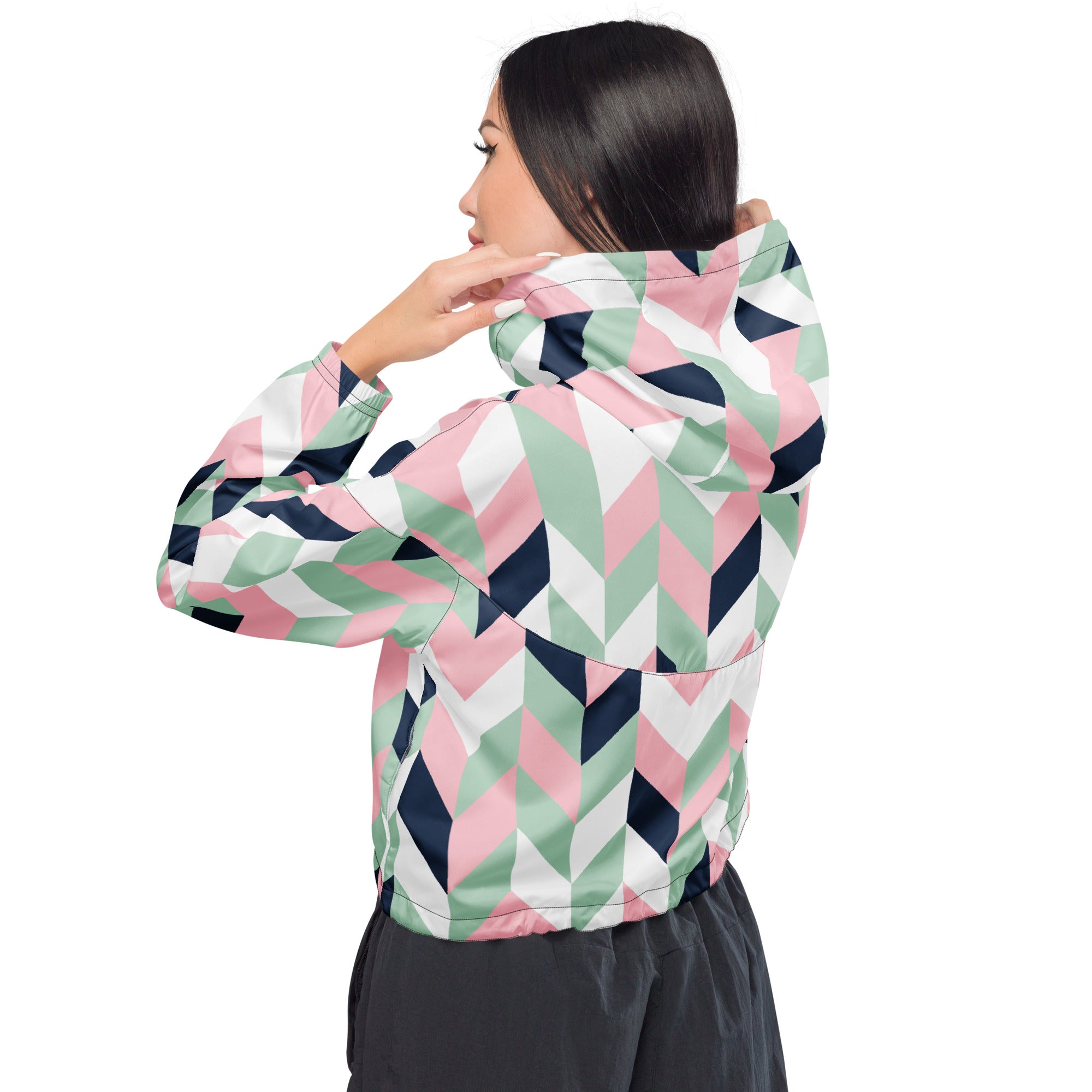 Women’s cropped windbreaker- Chevron