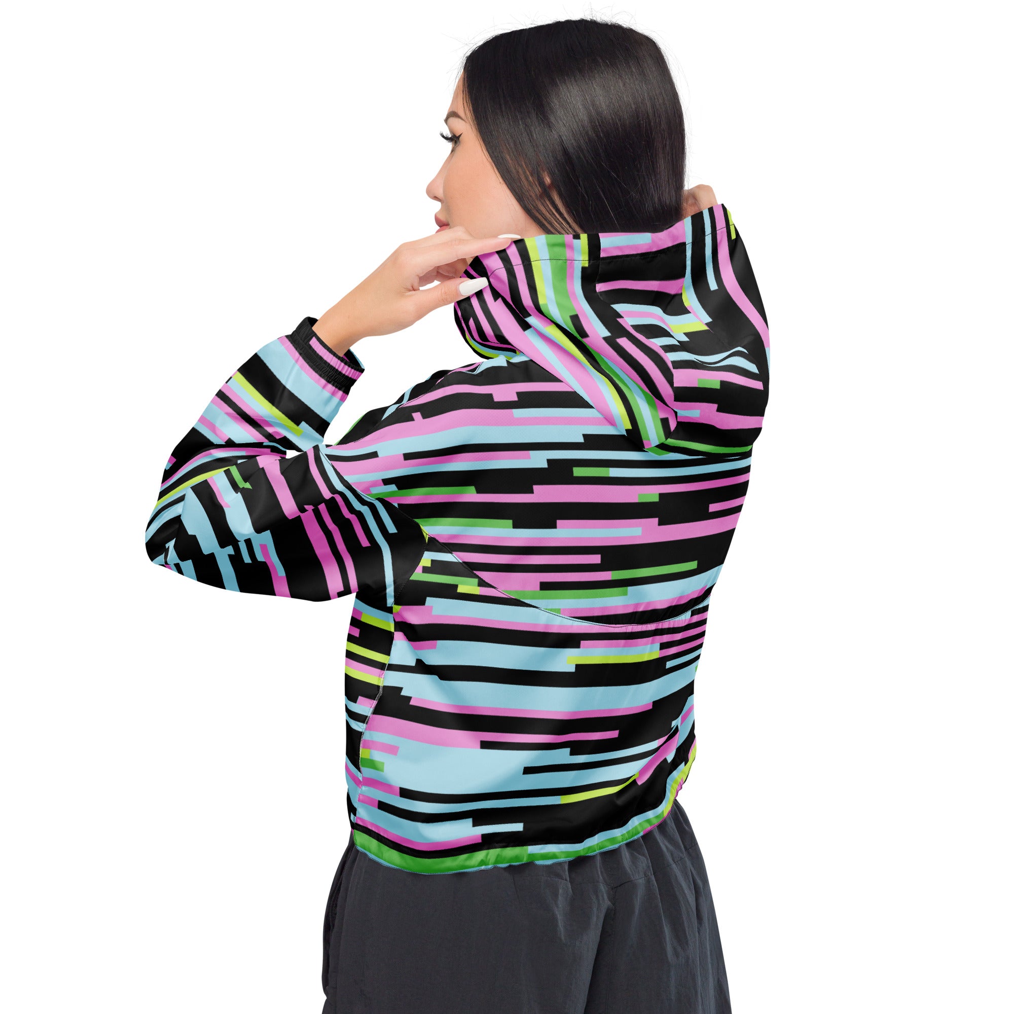 Women’s cropped windbreaker- Geometric II