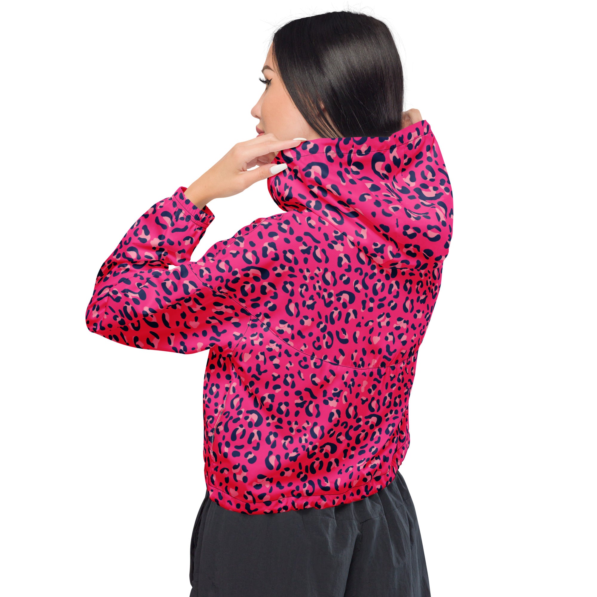 Women’s cropped windbreaker- Leopard Skin II