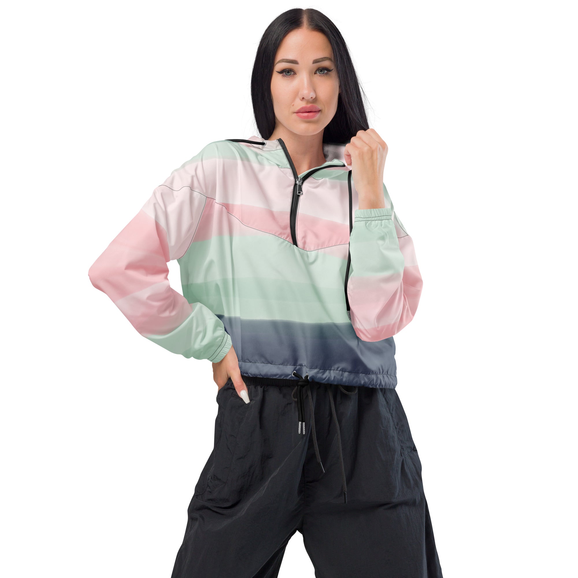 Women’s cropped windbreaker- Watercolor I