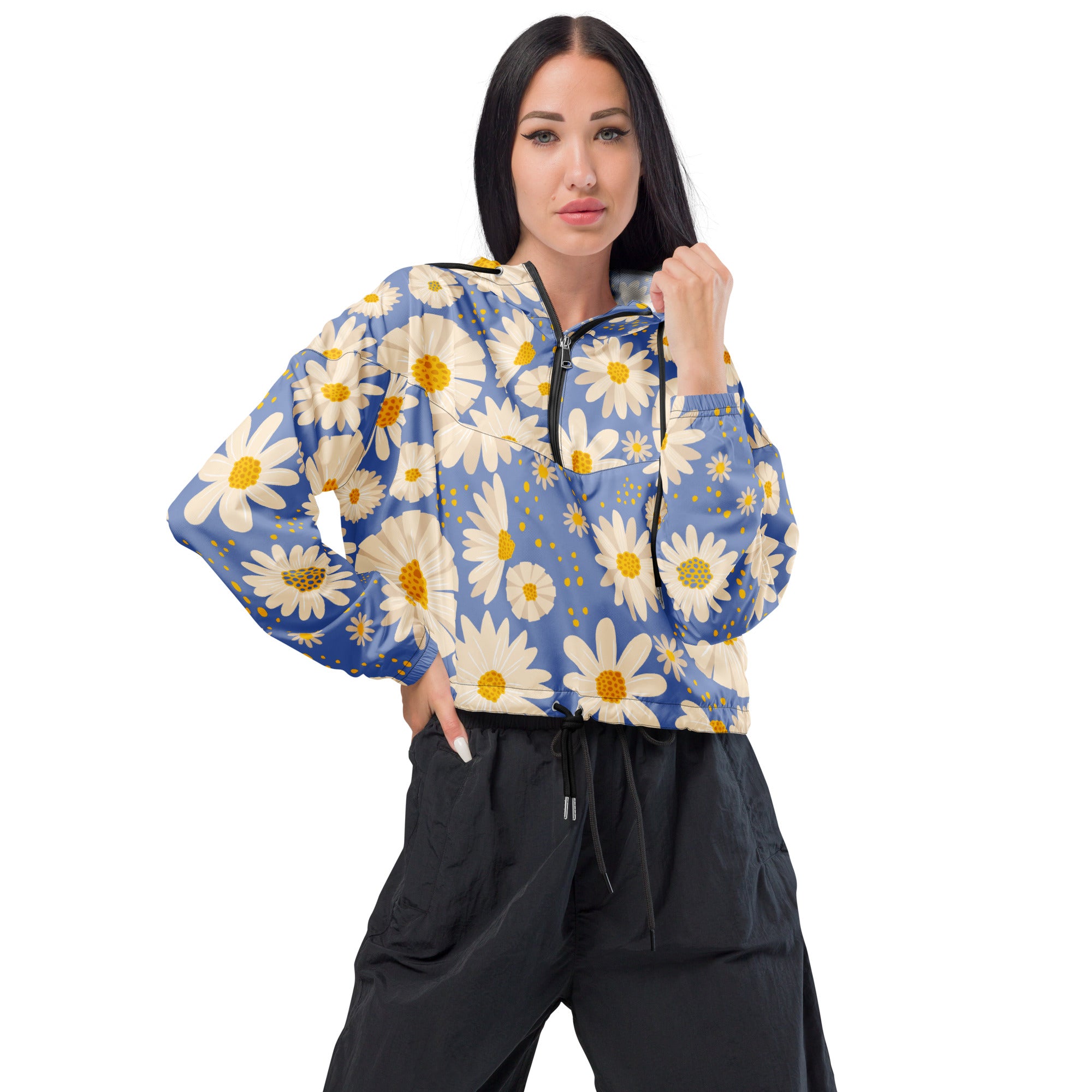 Women’s cropped windbreaker- Daisies