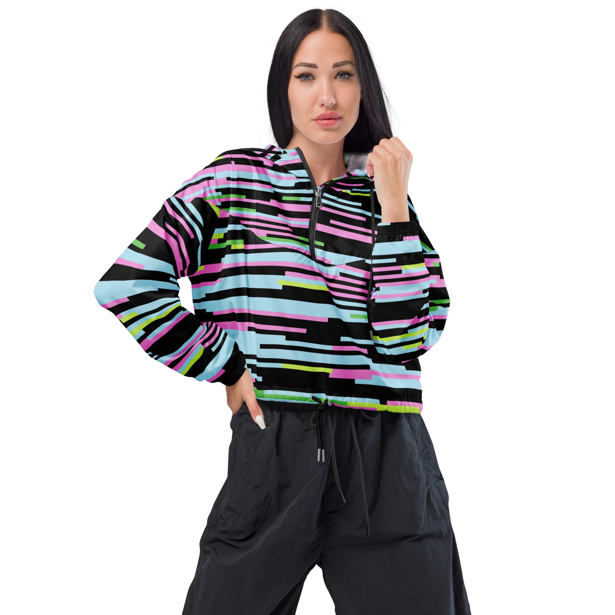 Women’s cropped windbreaker- Geometric II