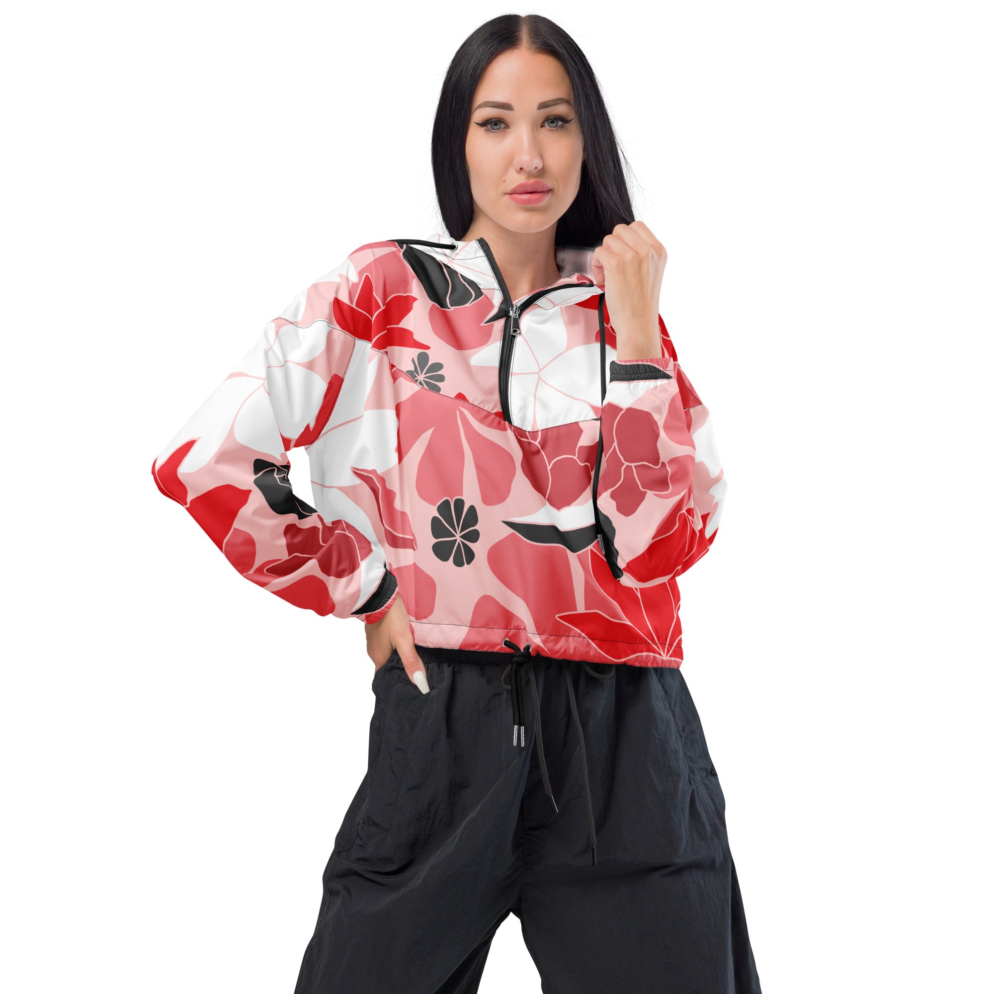 Women’s cropped windbreaker- Floral II