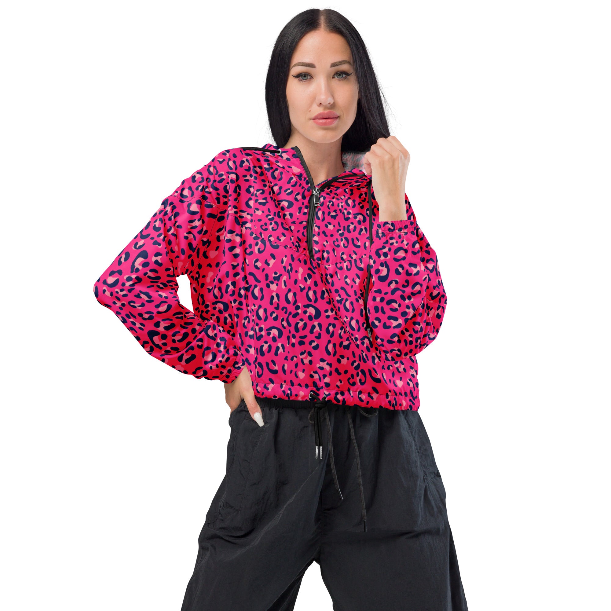 Women’s cropped windbreaker- Leopard Skin II