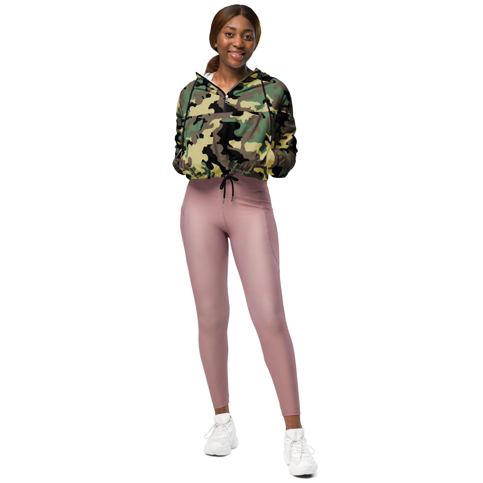 Women’s cropped windbreaker- Camo Green