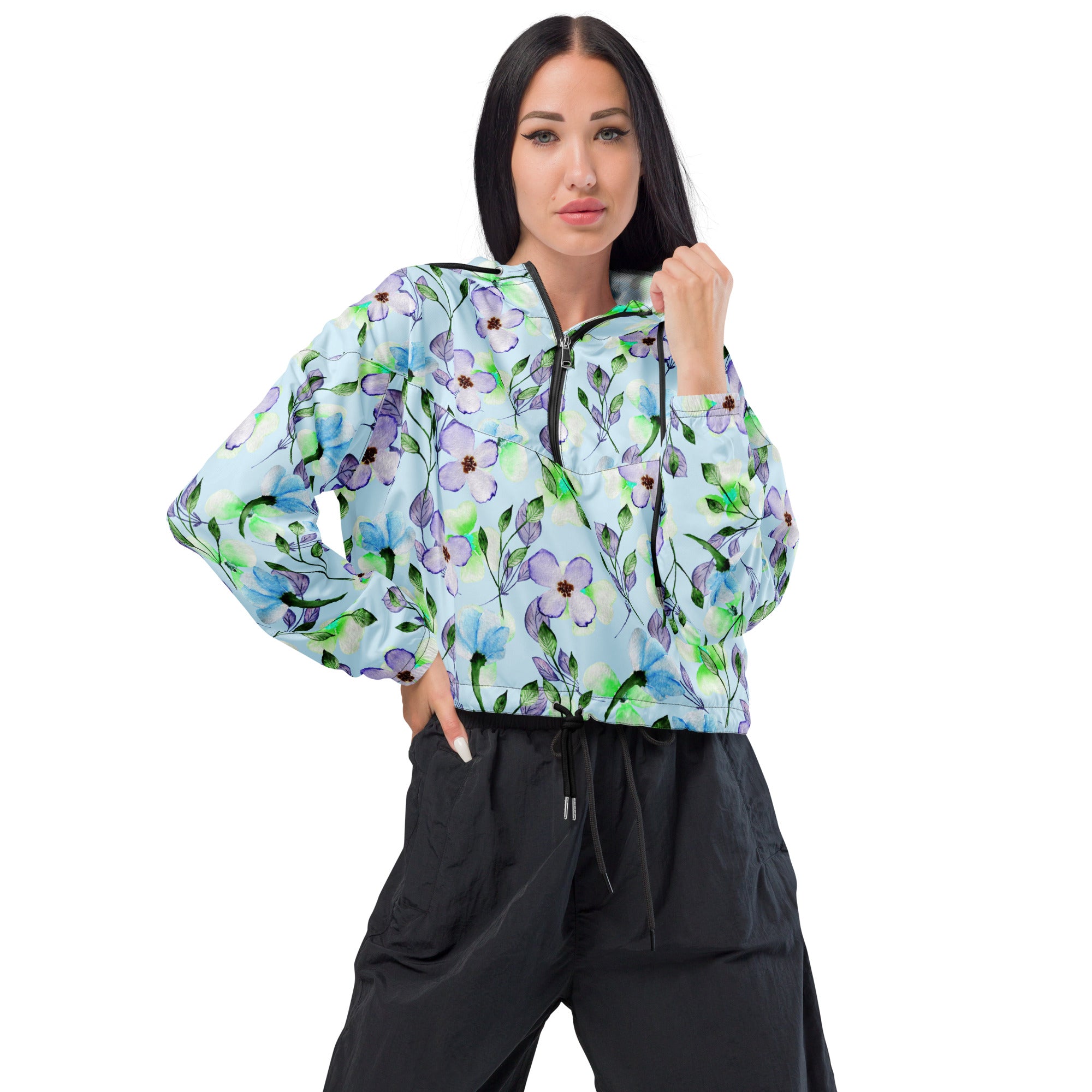 Women’s cropped windbreaker- Floral III