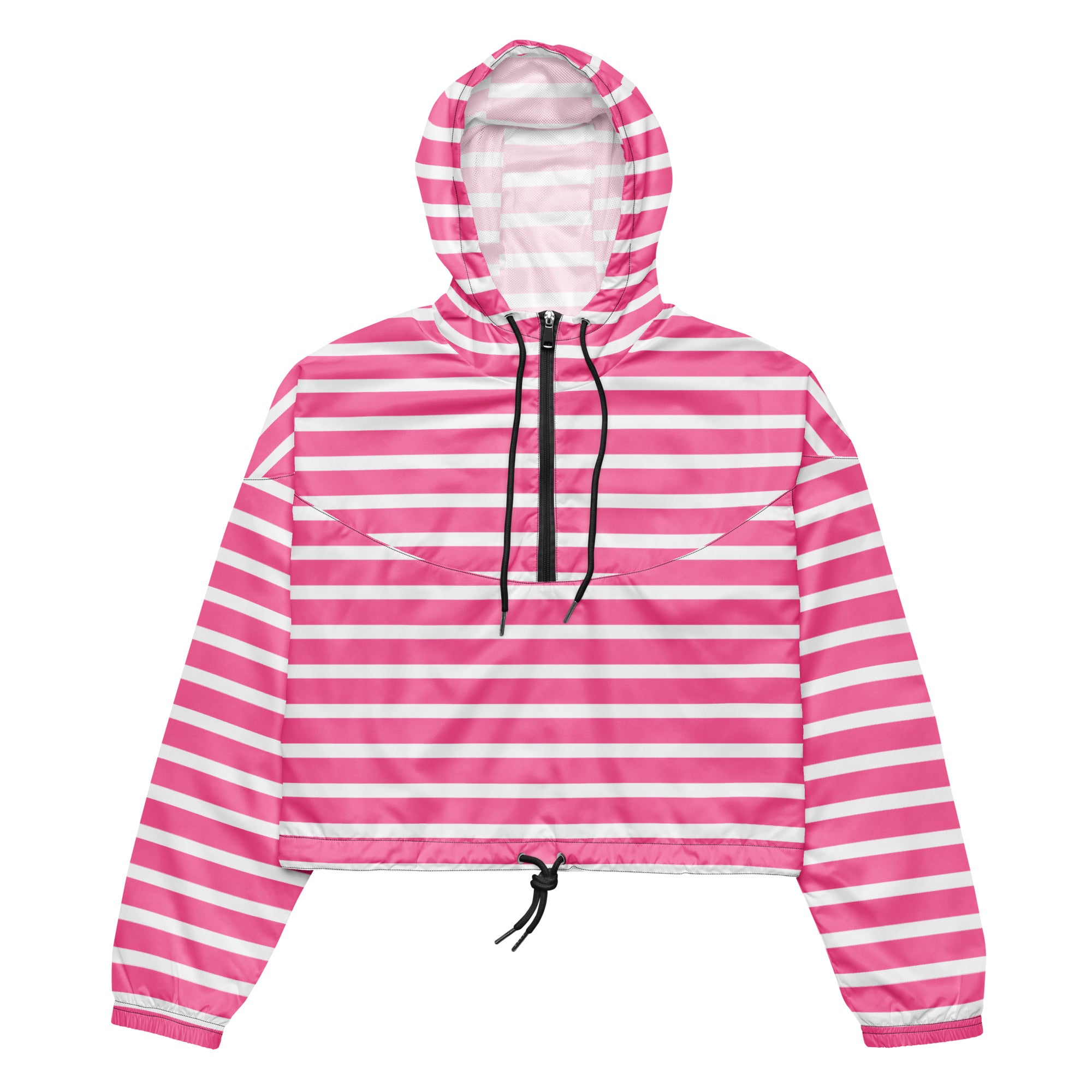 Women’s cropped windbreaker- Pink Stripes