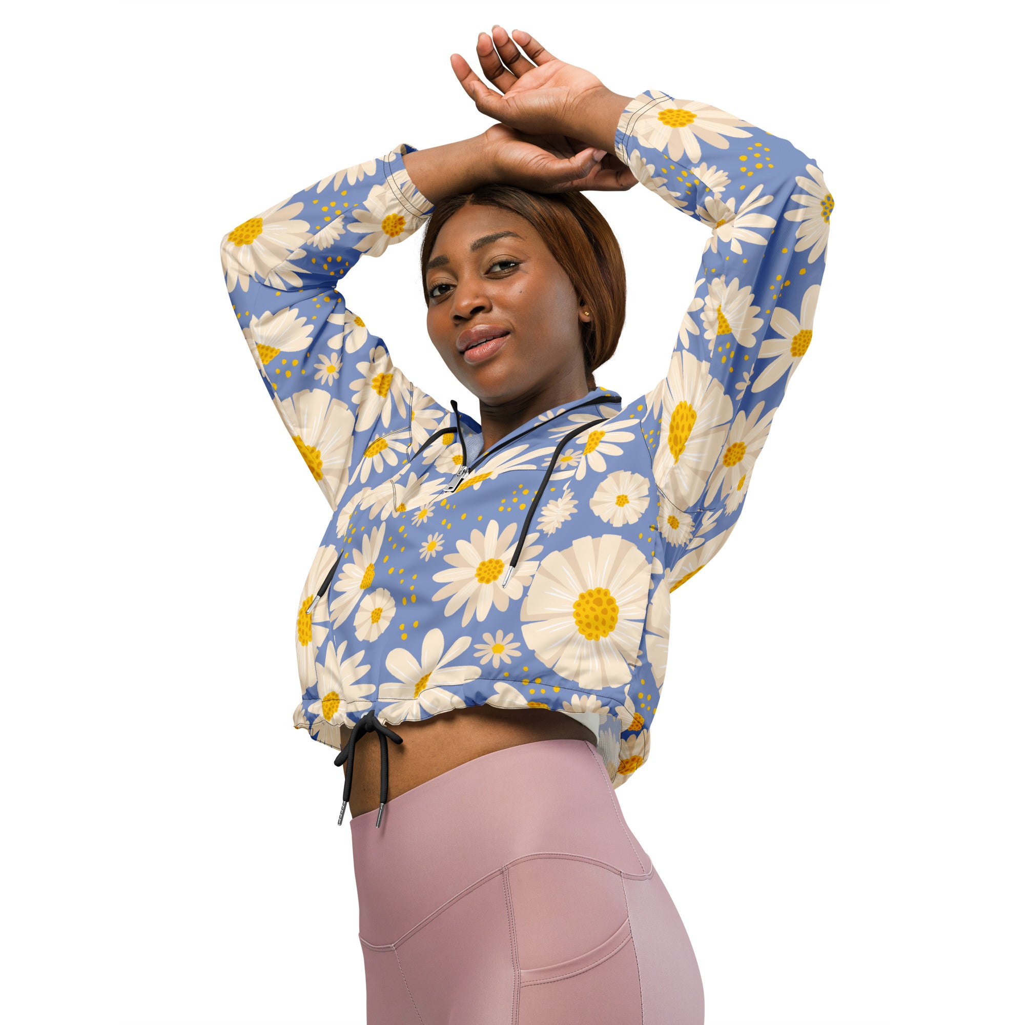 Women’s cropped windbreaker- Daisies