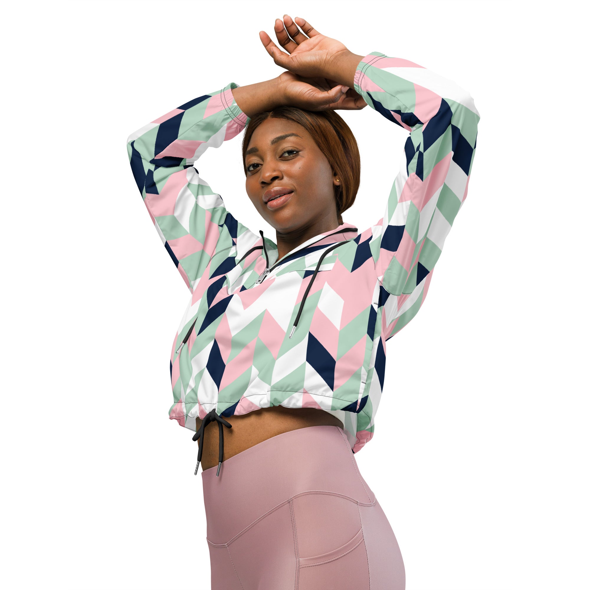 Women’s cropped windbreaker- Chevron