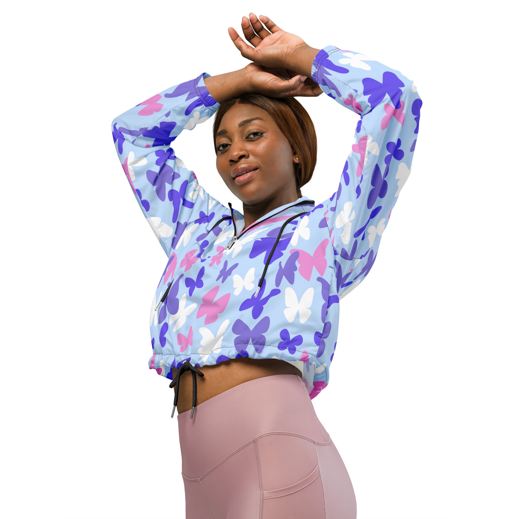 Women’s cropped windbreaker- Butterflies