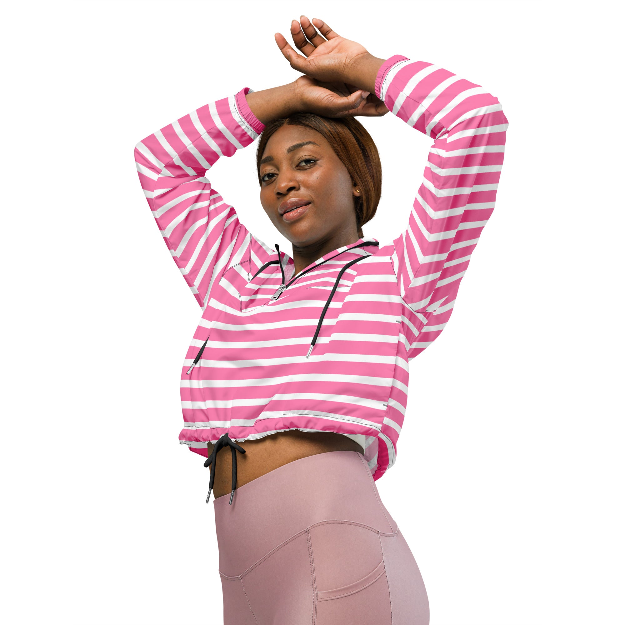 Women’s cropped windbreaker- Pink Stripes