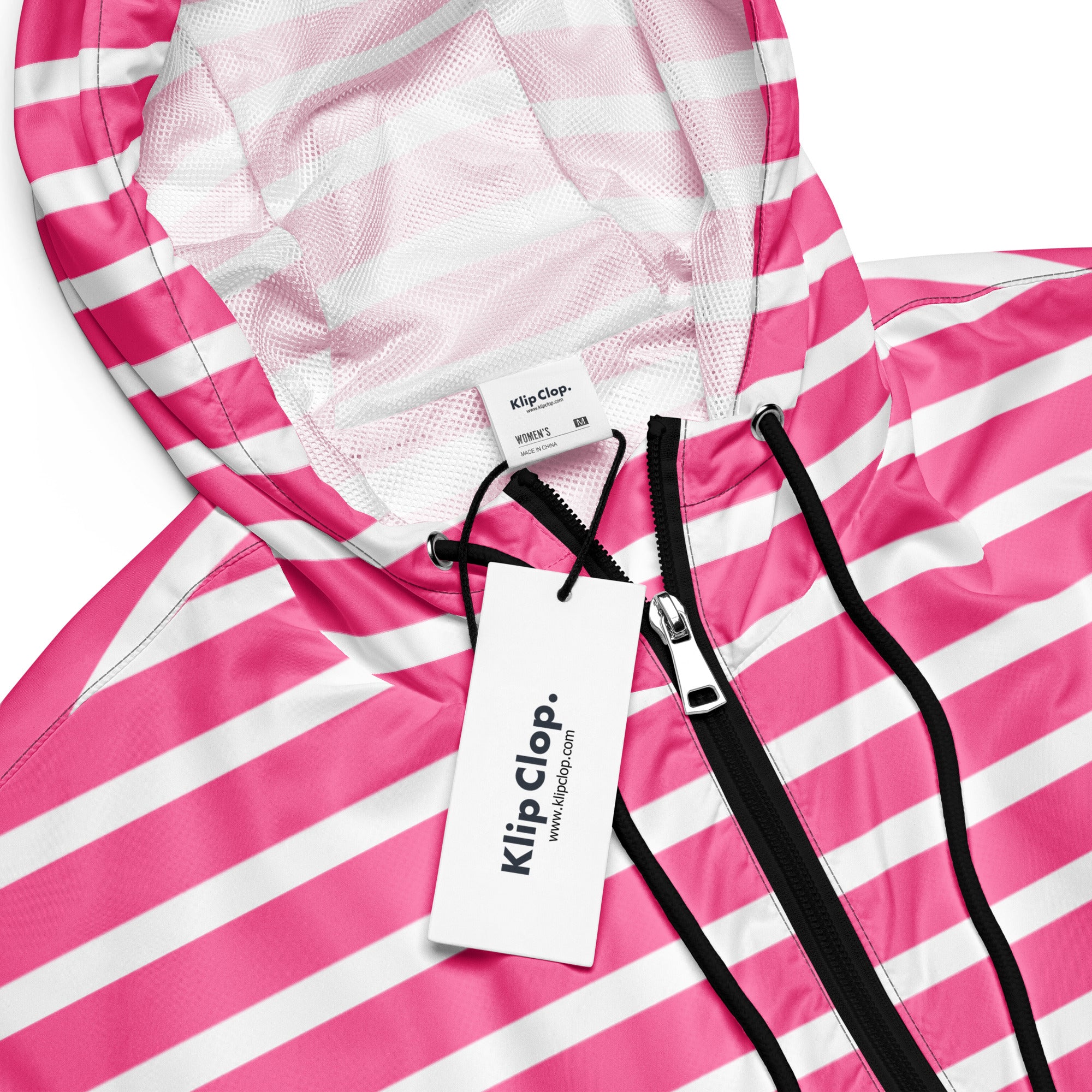 Women’s cropped windbreaker- Pink Stripes