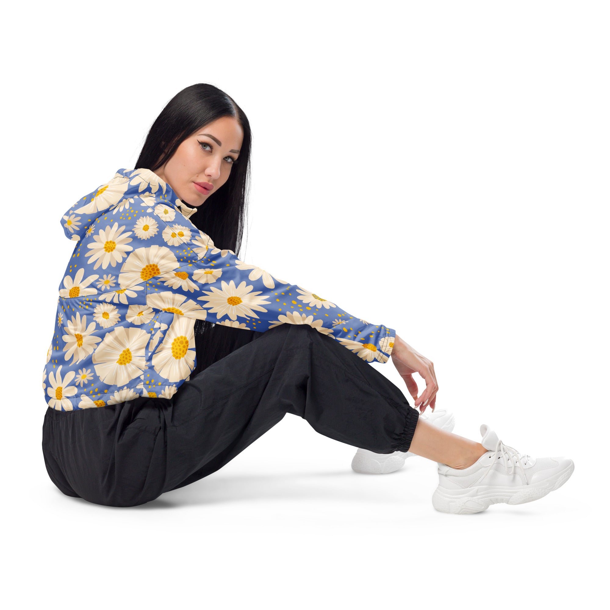 Women’s cropped windbreaker- Daisies