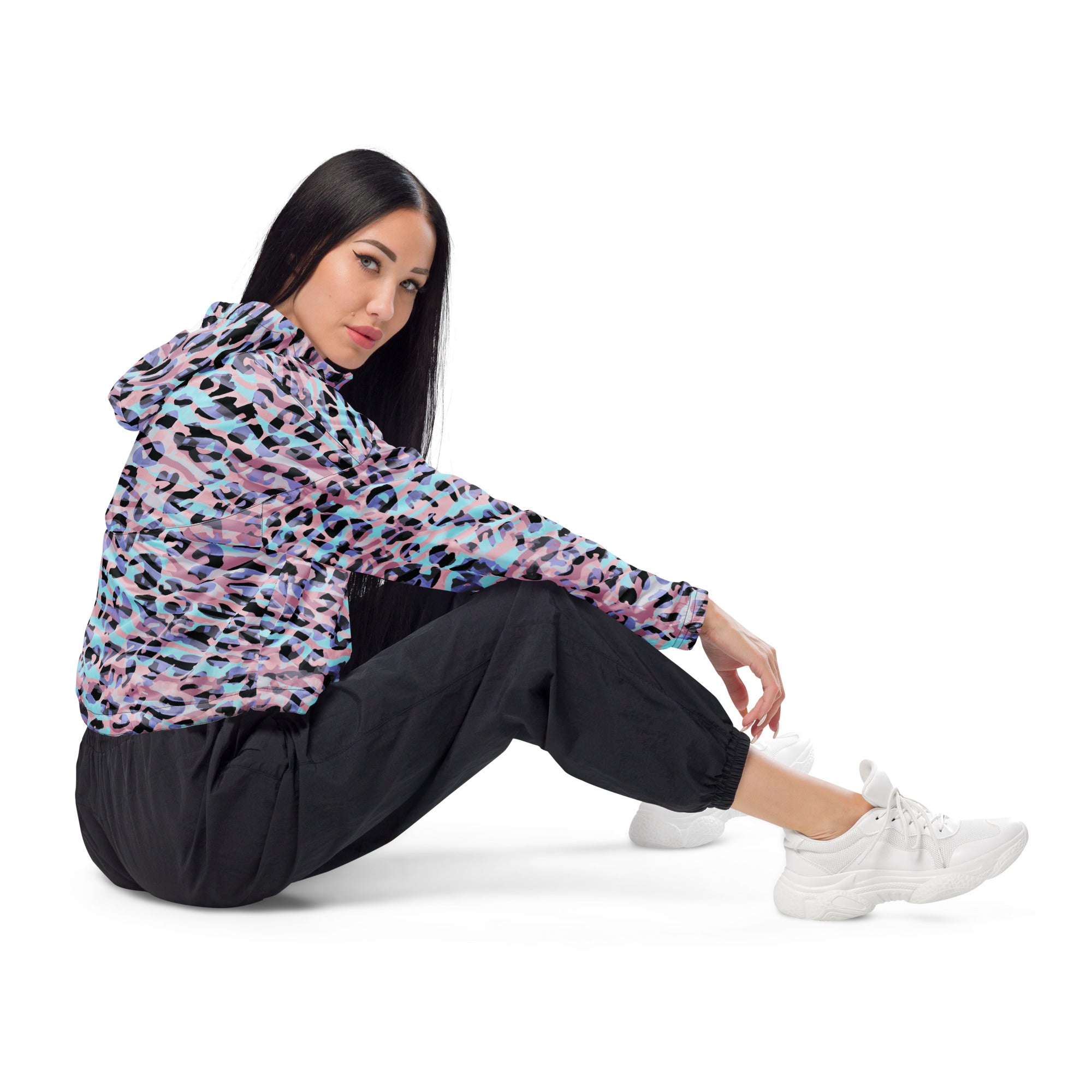 Women’s cropped windbreaker- Leopard Skin I