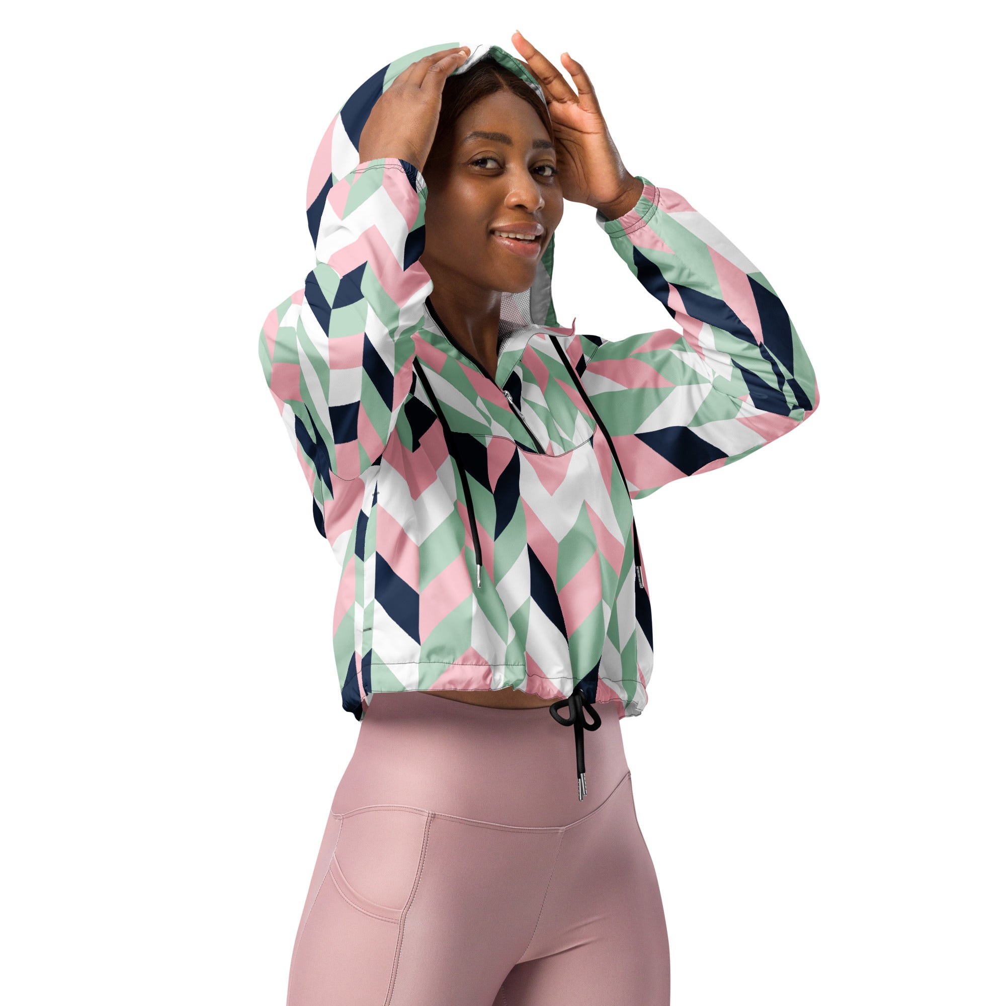 Women’s cropped windbreaker- Chevron