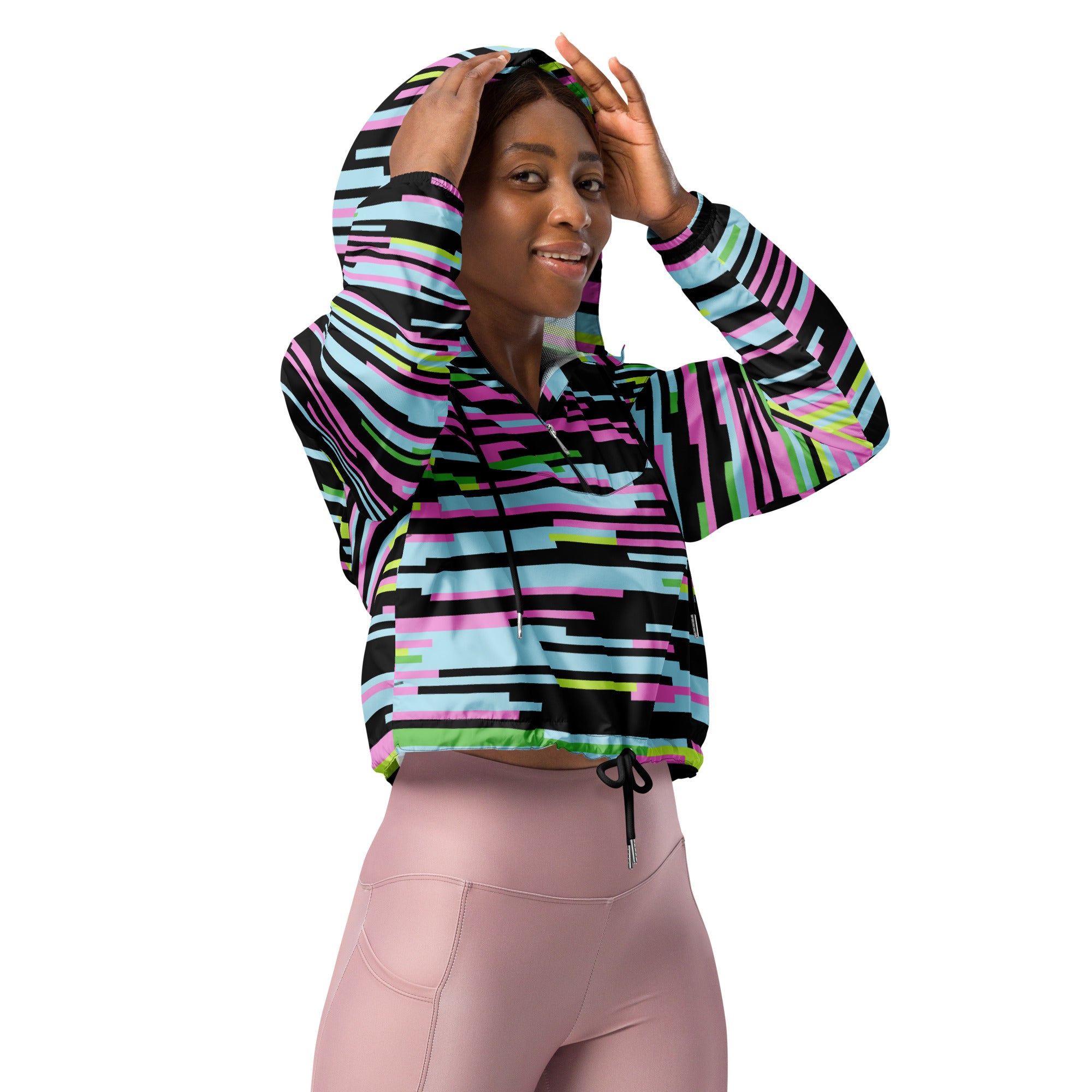 Women’s cropped windbreaker- Geometric II