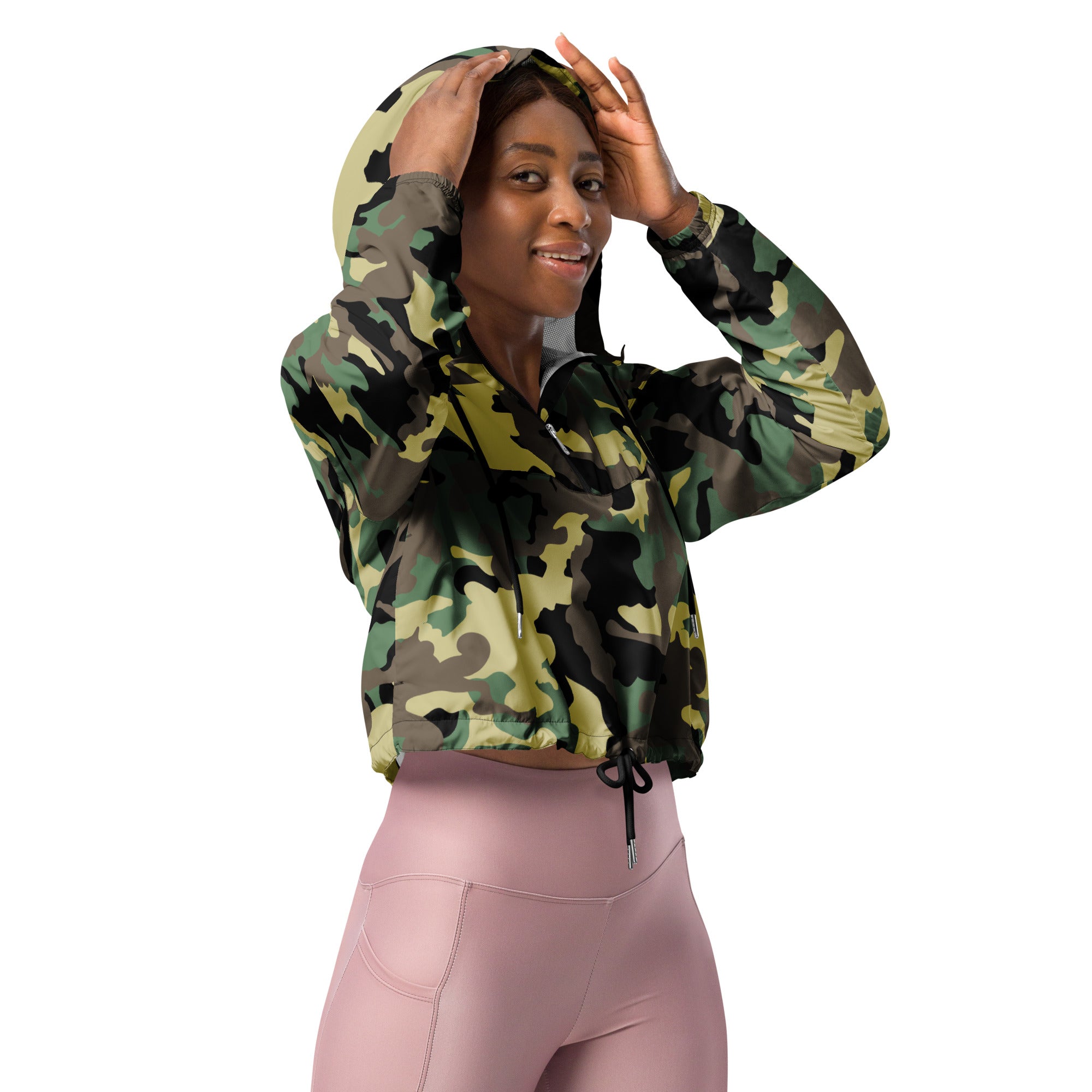 Women’s cropped windbreaker- Camo Green