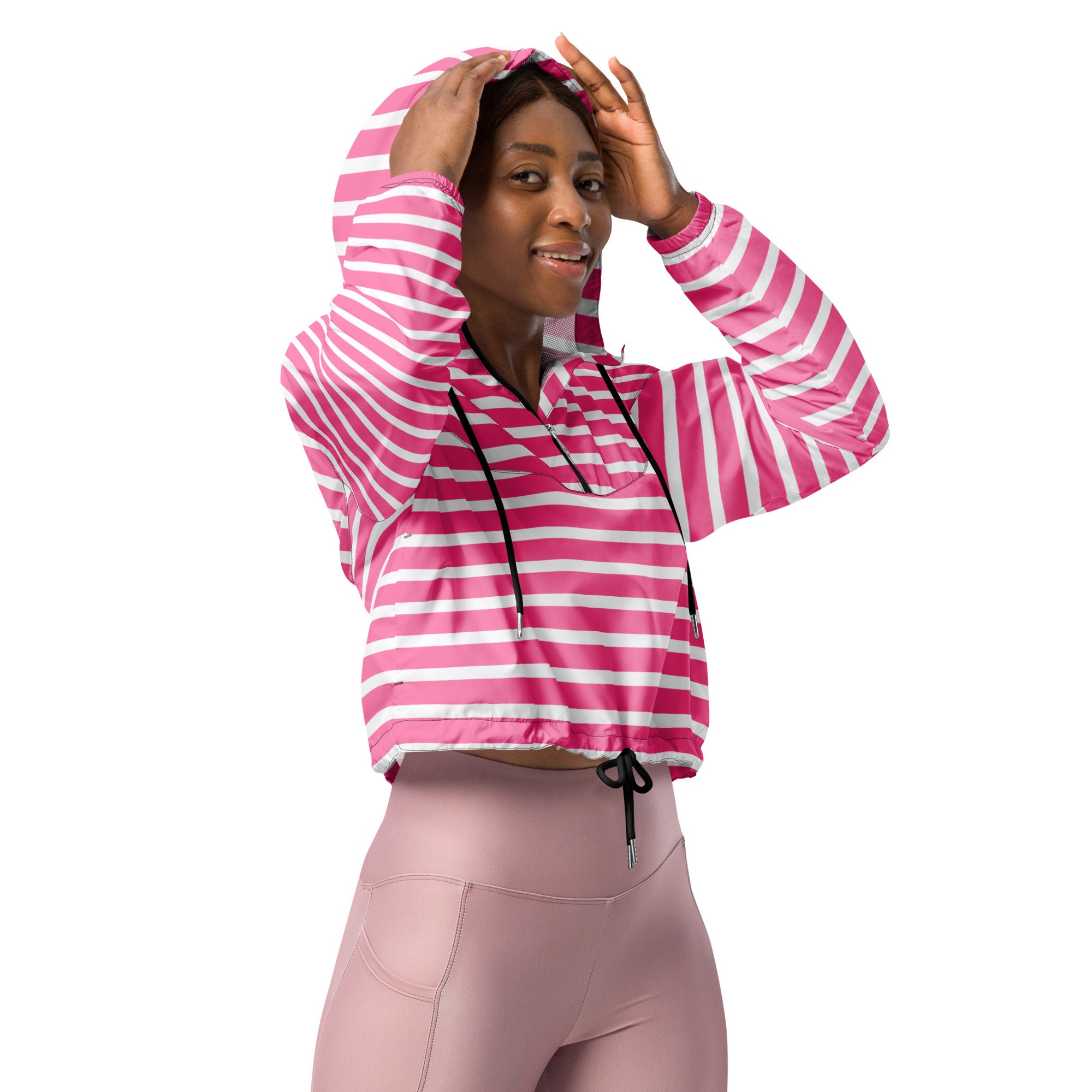 Women’s cropped windbreaker- Pink Stripes