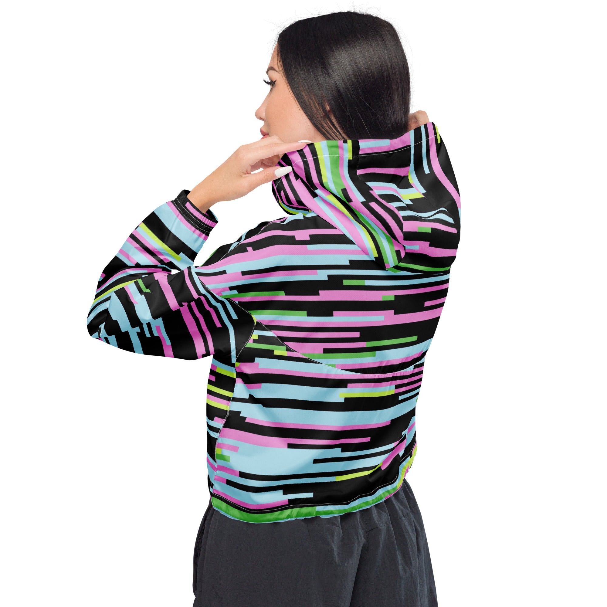 Women’s cropped windbreaker- Geometric II