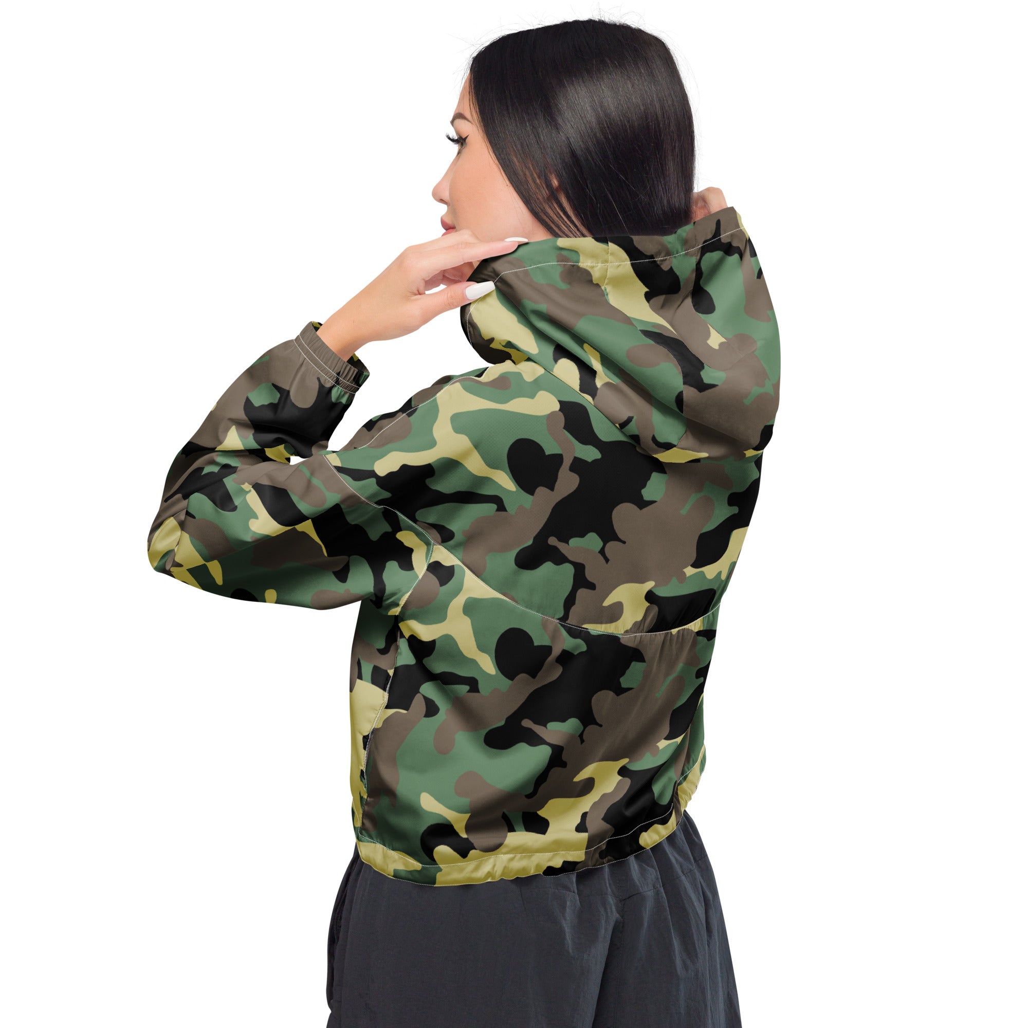 Women’s cropped windbreaker- Camo Green