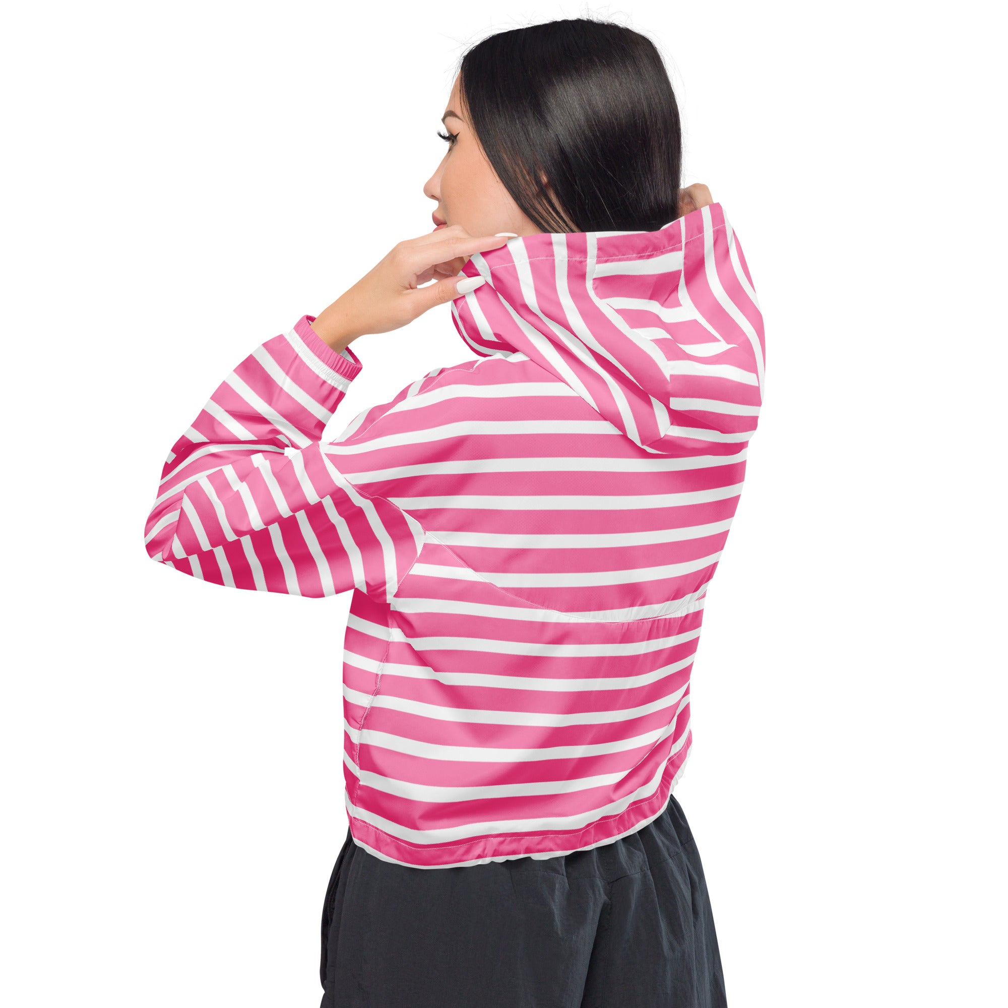 Women’s cropped windbreaker- Pink Stripes