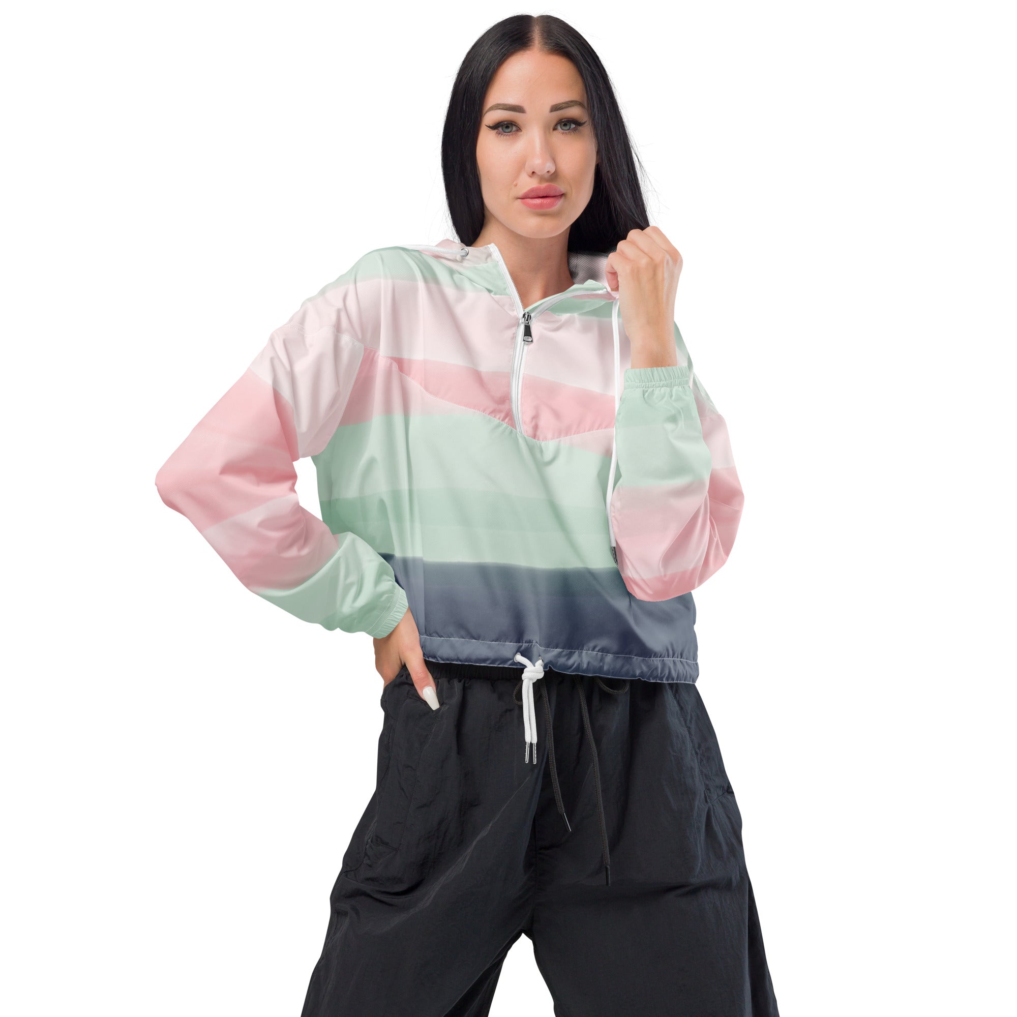 Women’s cropped windbreaker- Watercolor I