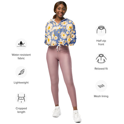 Women’s cropped windbreaker- Daisies