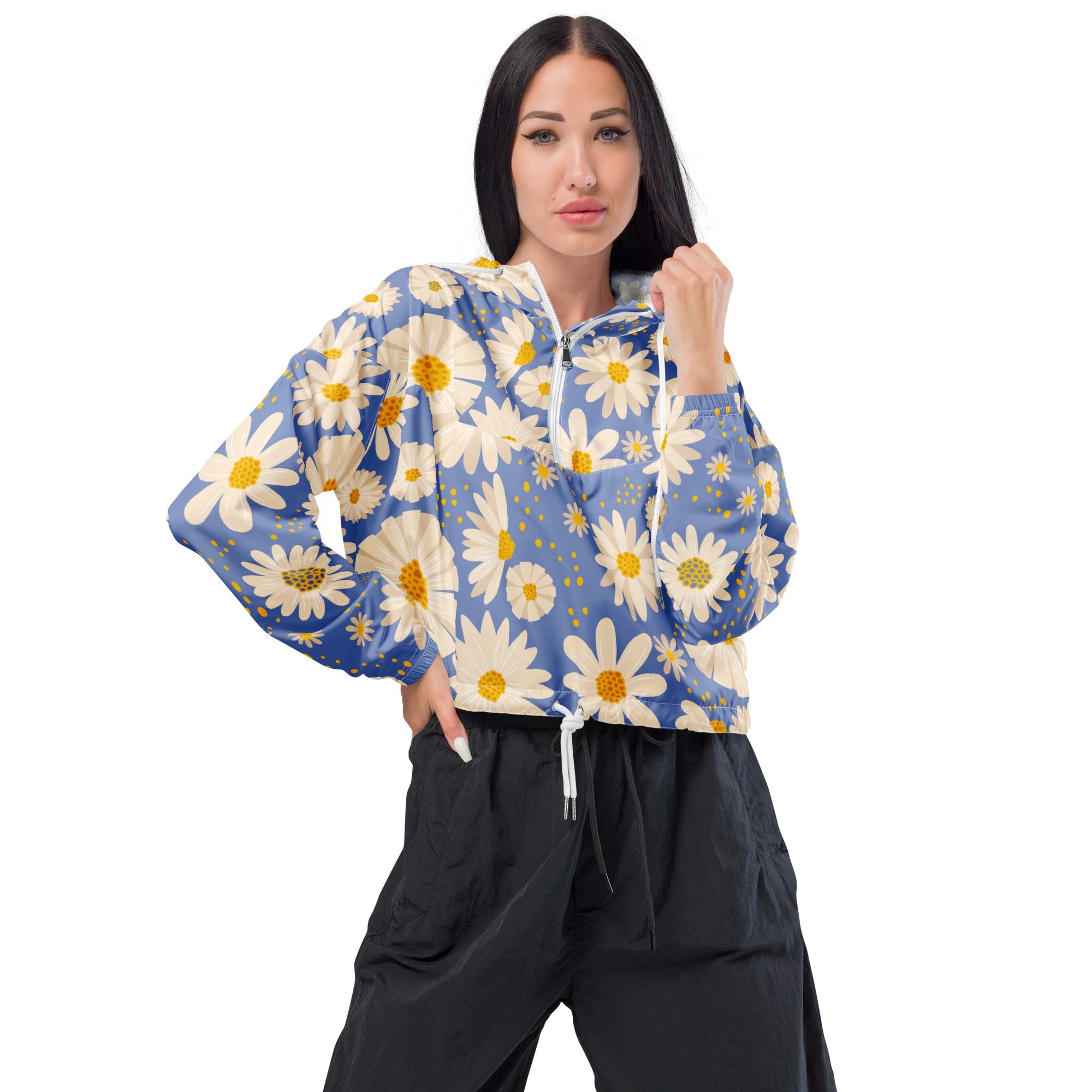 Women’s cropped windbreaker- Daisies