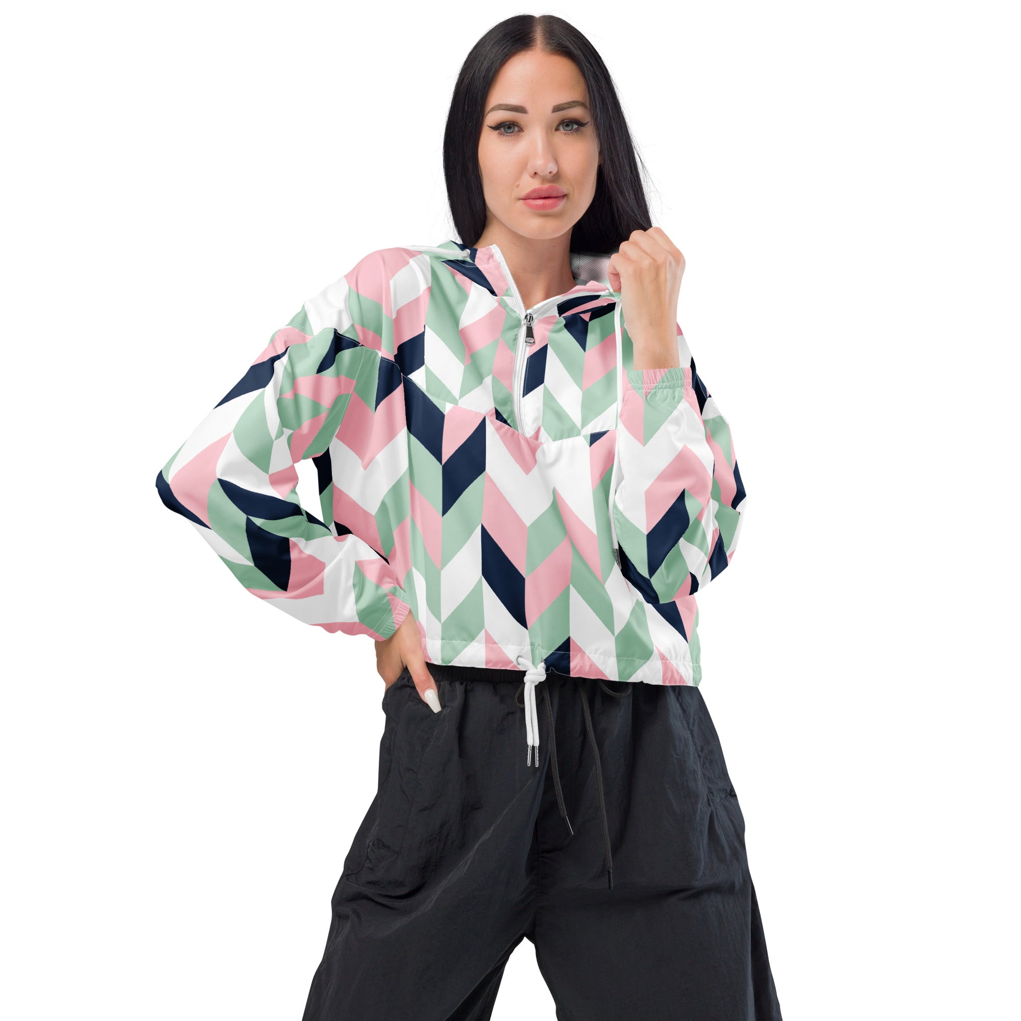 Women’s cropped windbreaker- Chevron