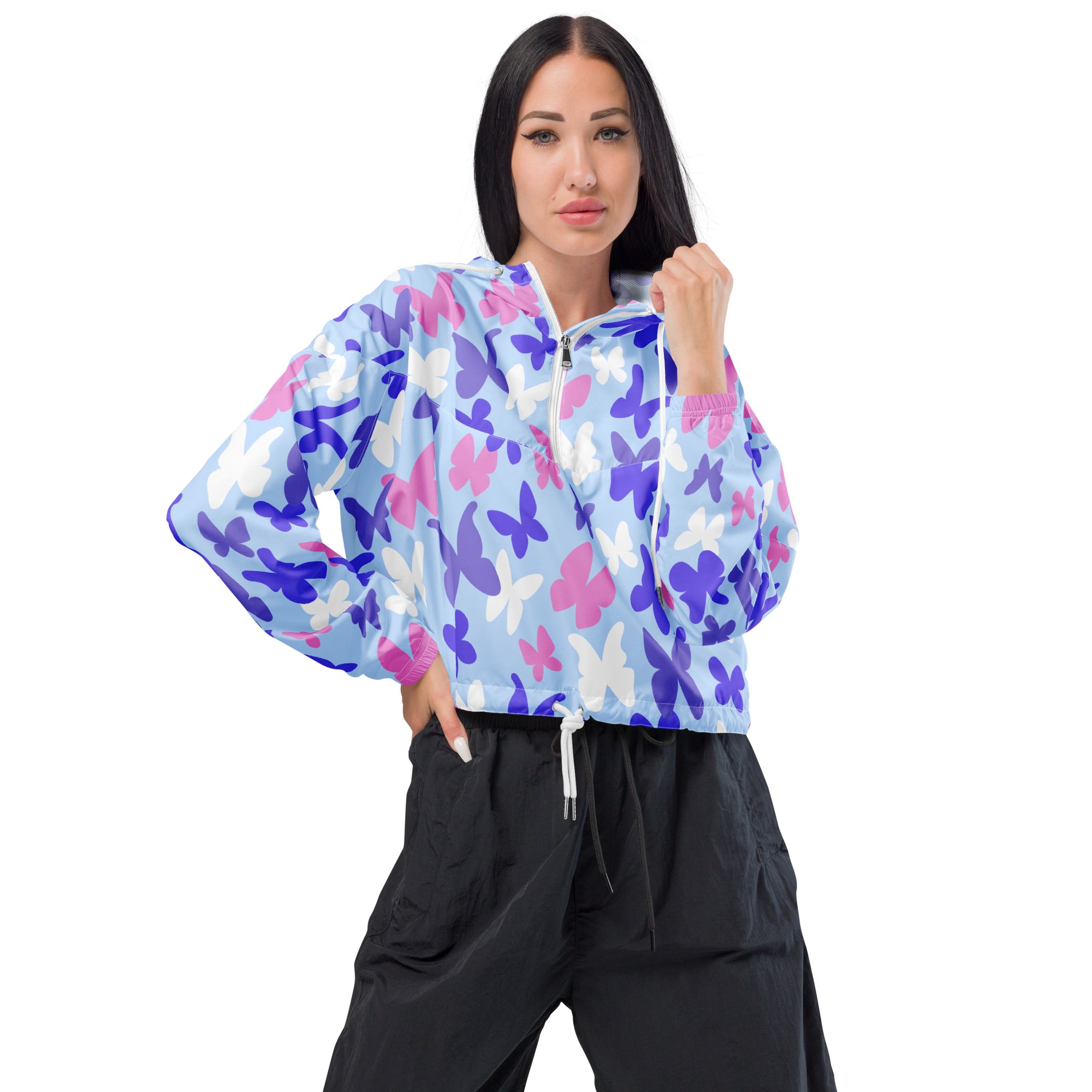 Women’s cropped windbreaker- Butterflies