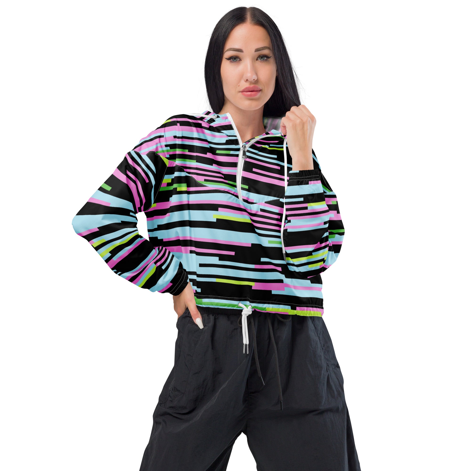 Women’s cropped windbreaker- Geometric II