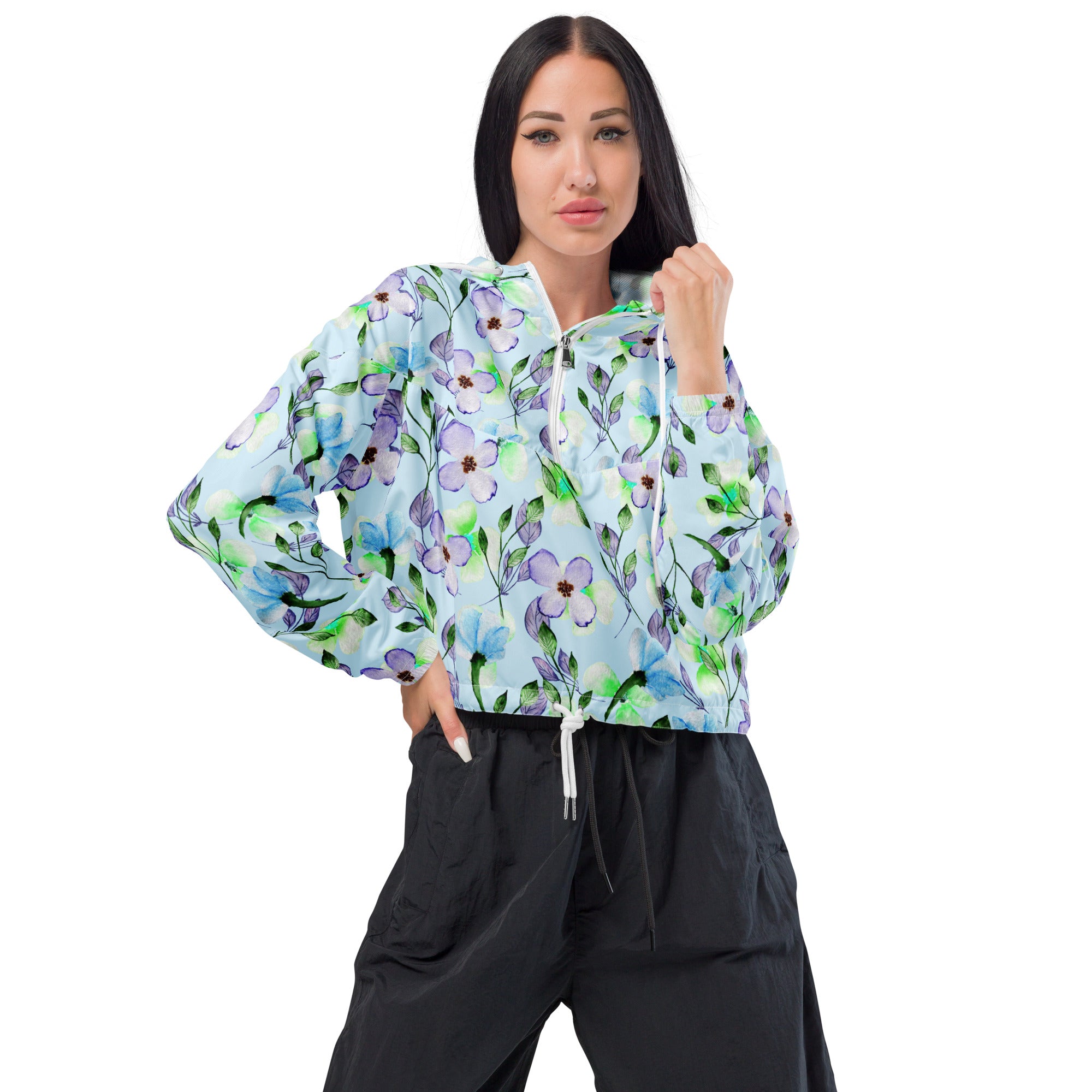 Women’s cropped windbreaker- Floral III