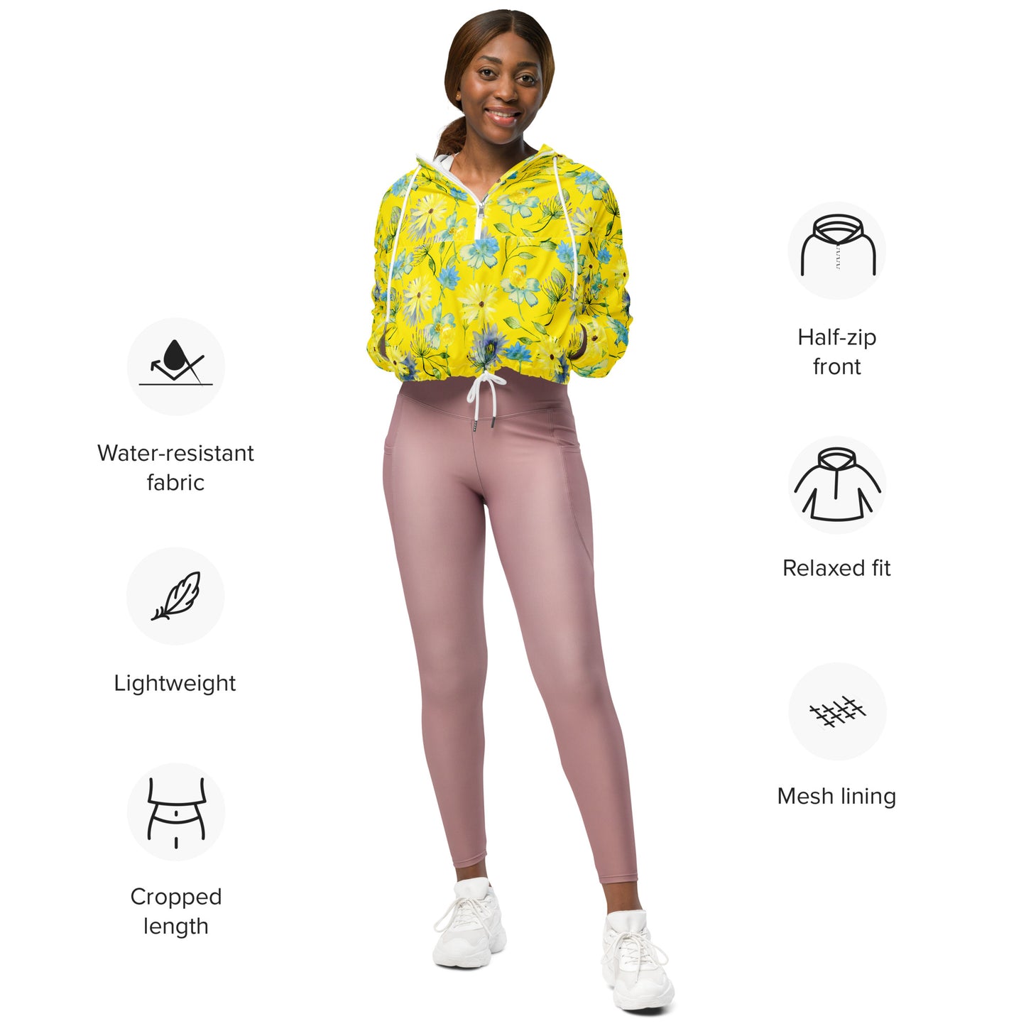 Women’s cropped windbreaker- Floral IV