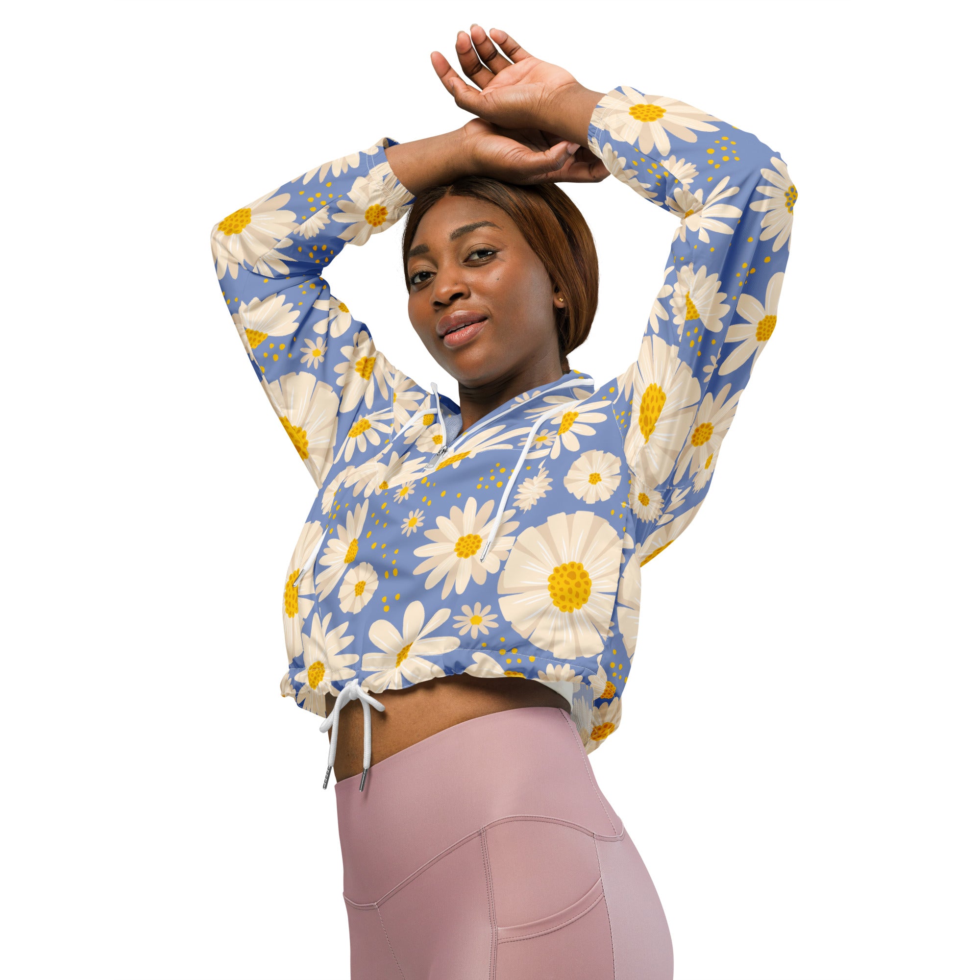 Women’s cropped windbreaker- Daisies