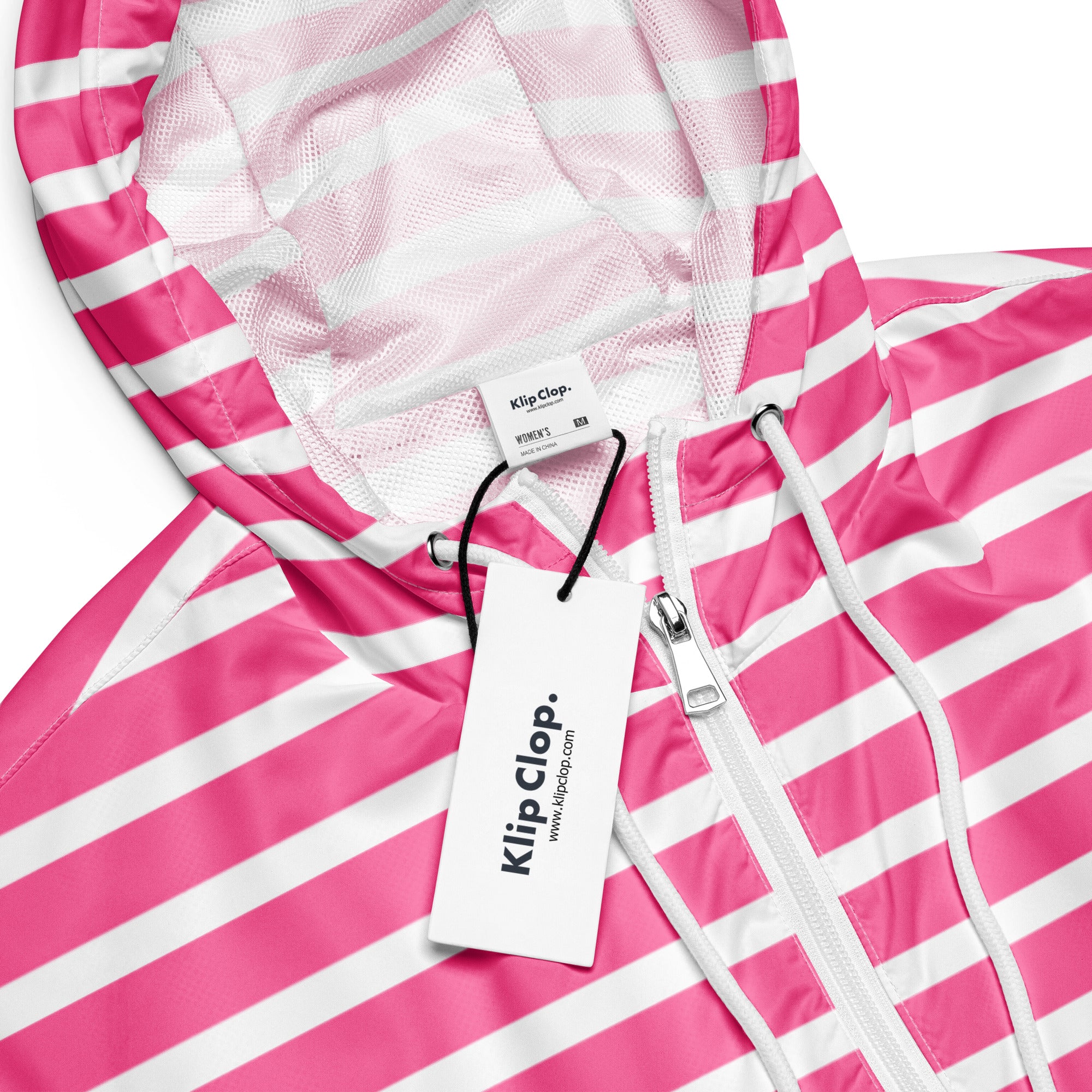 Women’s cropped windbreaker- Pink Stripes