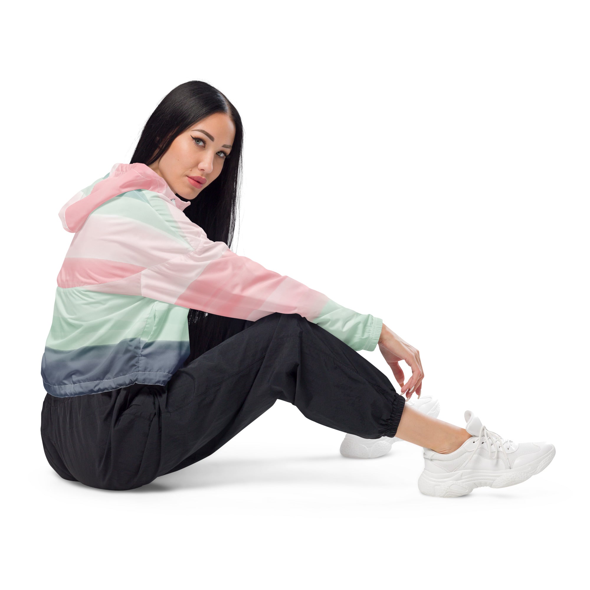 Women’s cropped windbreaker- Watercolor I