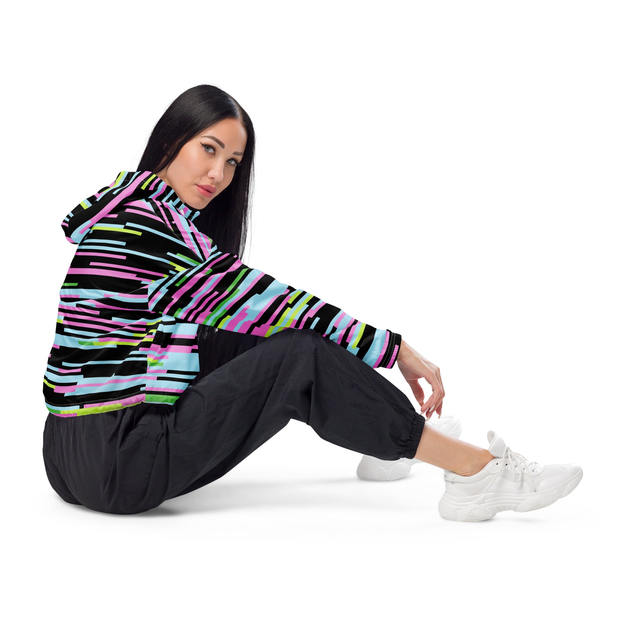 Women’s cropped windbreaker- Geometric II