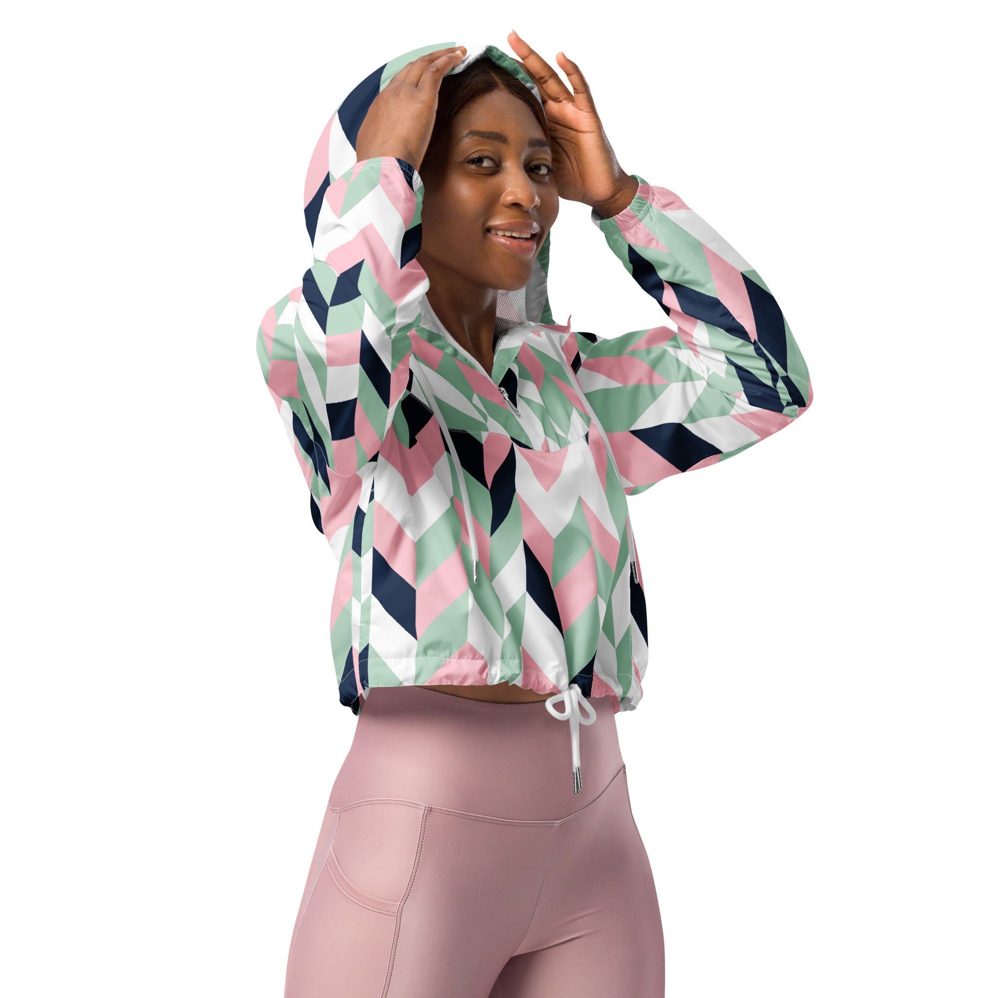 Women’s cropped windbreaker- Chevron