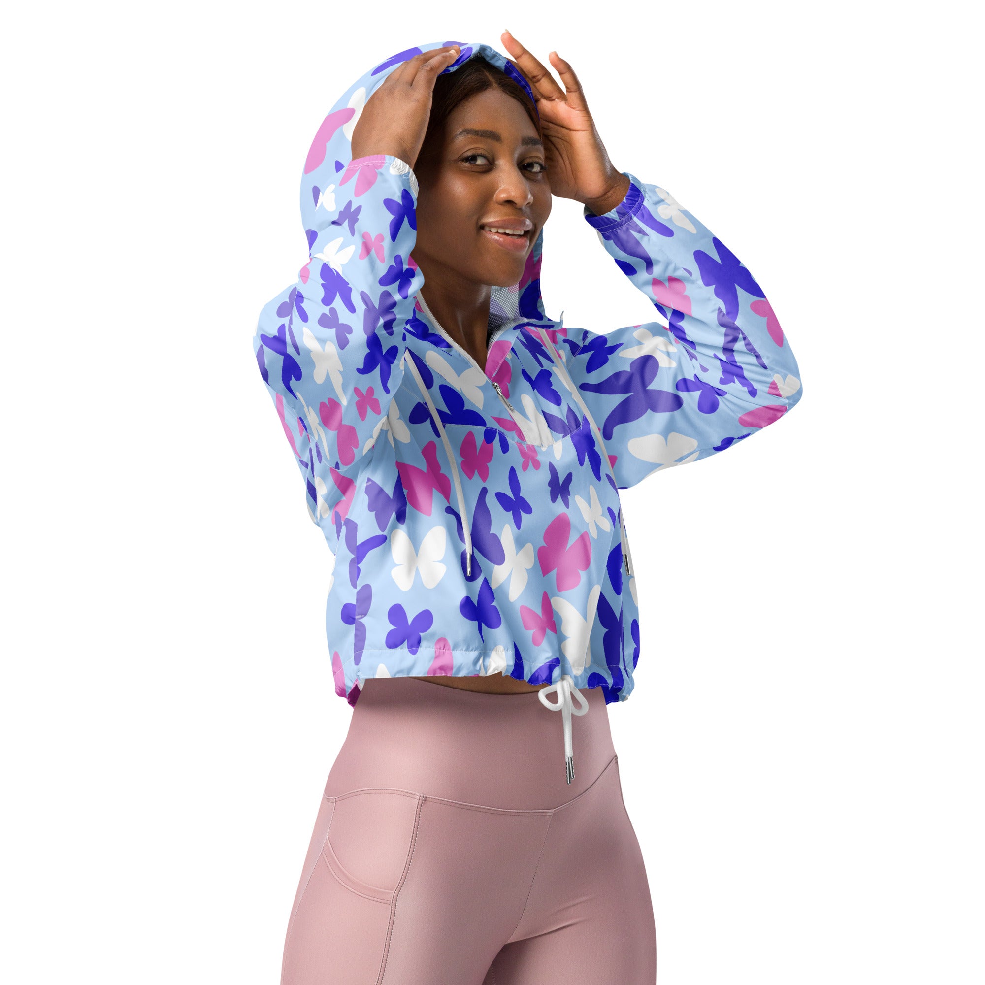 Women’s cropped windbreaker- Butterflies